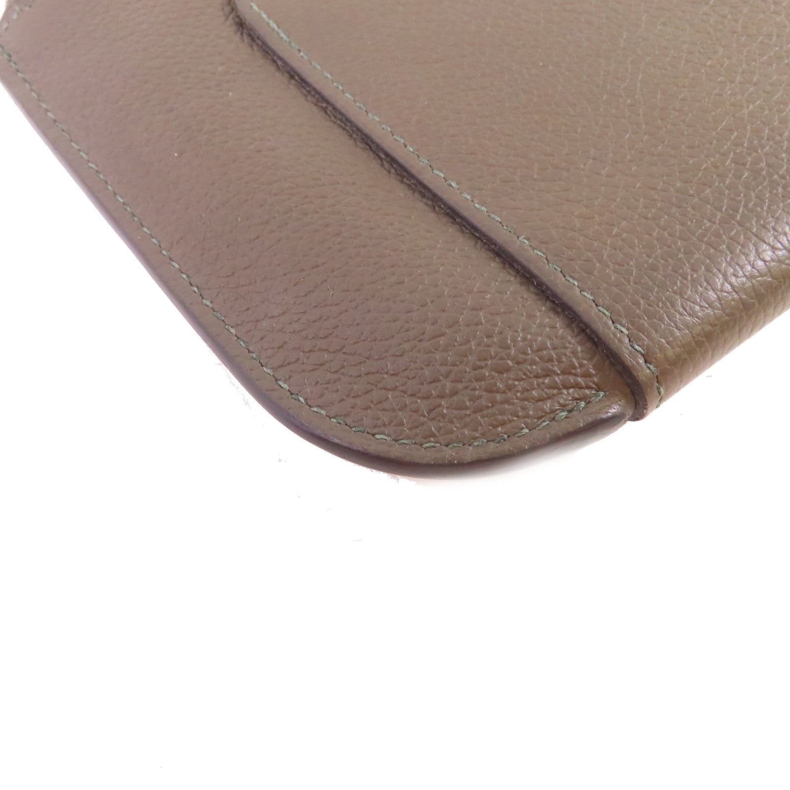 HERMES 【激減優惠】Evercolor皮革Phone Case銀扣手機包碳灰色