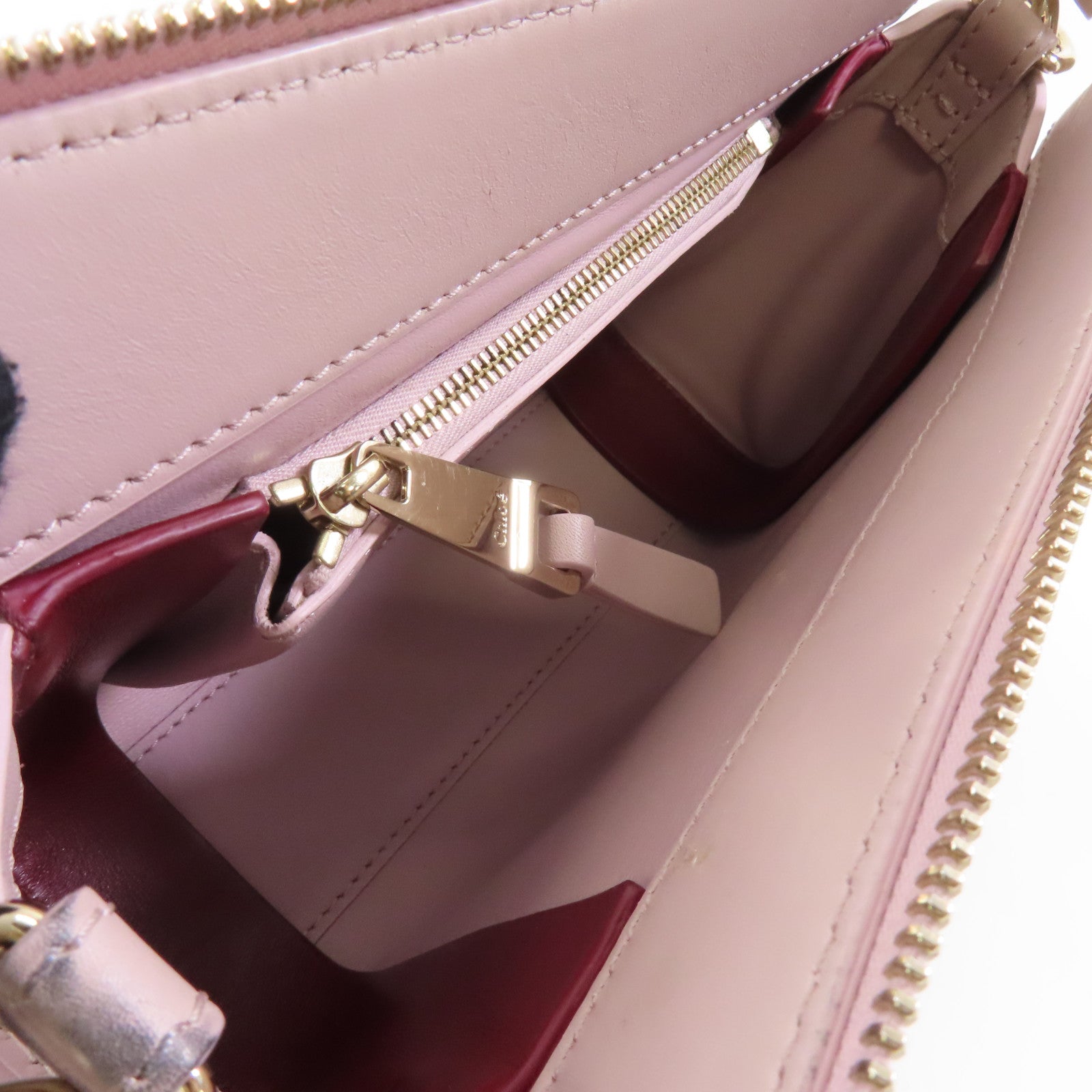 Chloe 牛皮皮革Shoulder Bag金扣肩背袋粉紅色