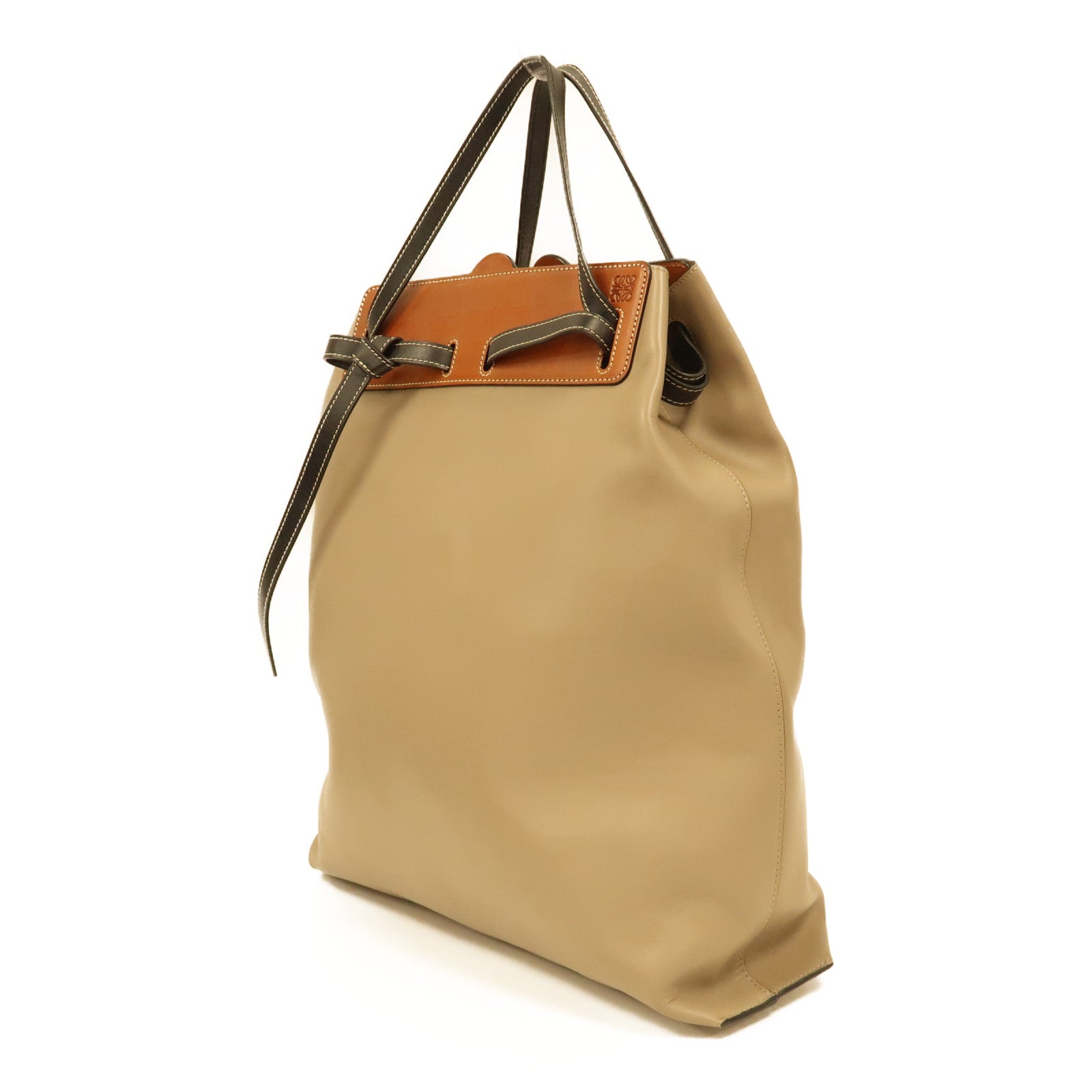 LOEWE 牛皮皮革Lazo Tote Bag手挽袋米色