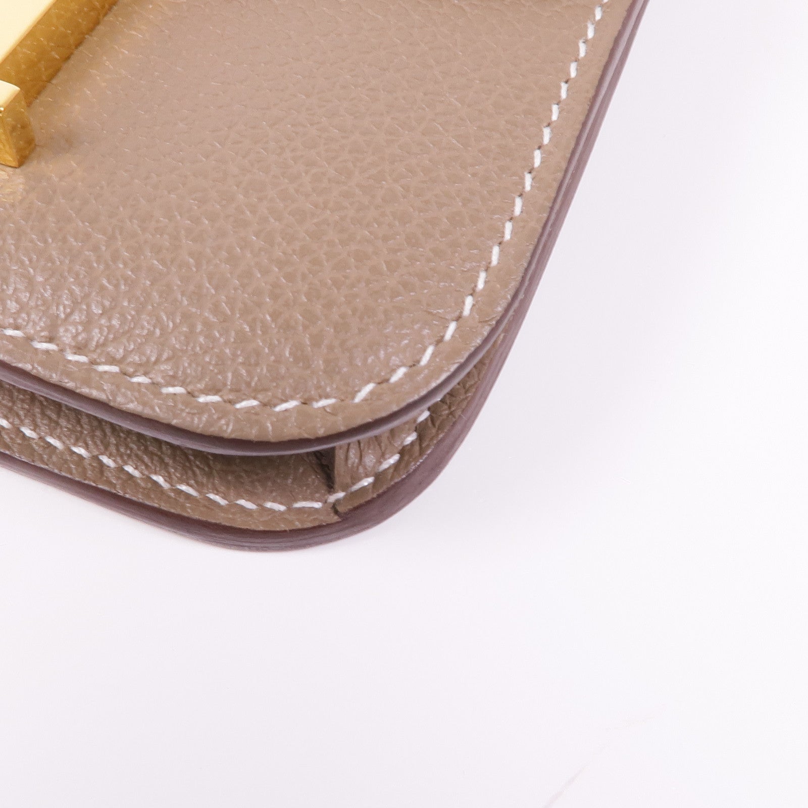 HERMES Evercolor皮革Constance Slim金扣錢包Etoupe