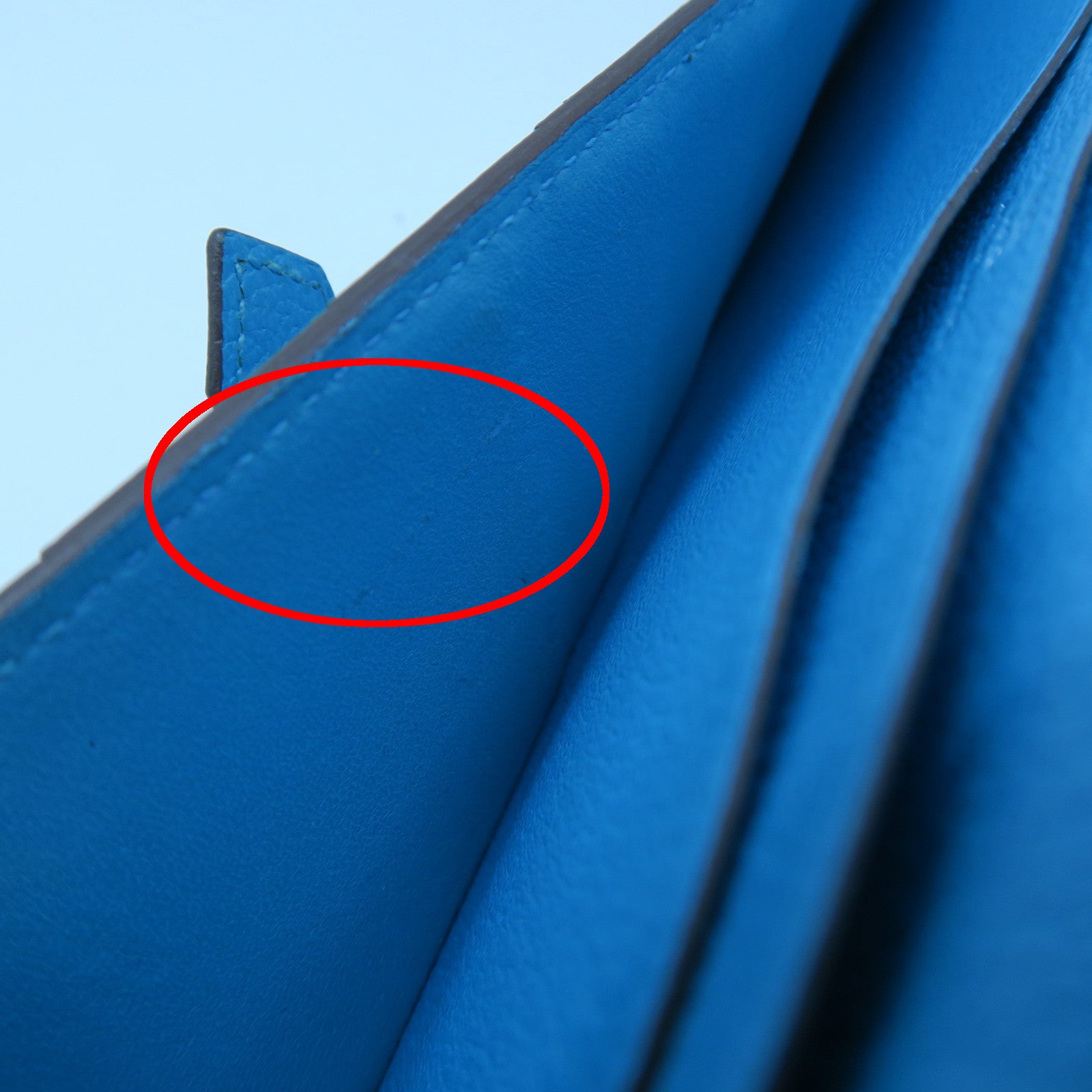 HERMES 【激減優惠】Chevre皮革Bearn bi-fold Long wallet銀扣長錢包藍色