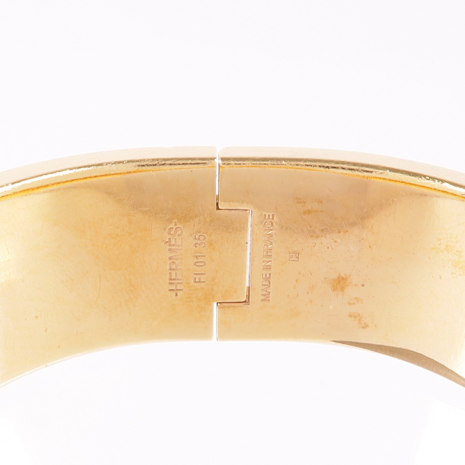 HERMES Clic Clac H Bracelet Enamel Metal Gold Pink
