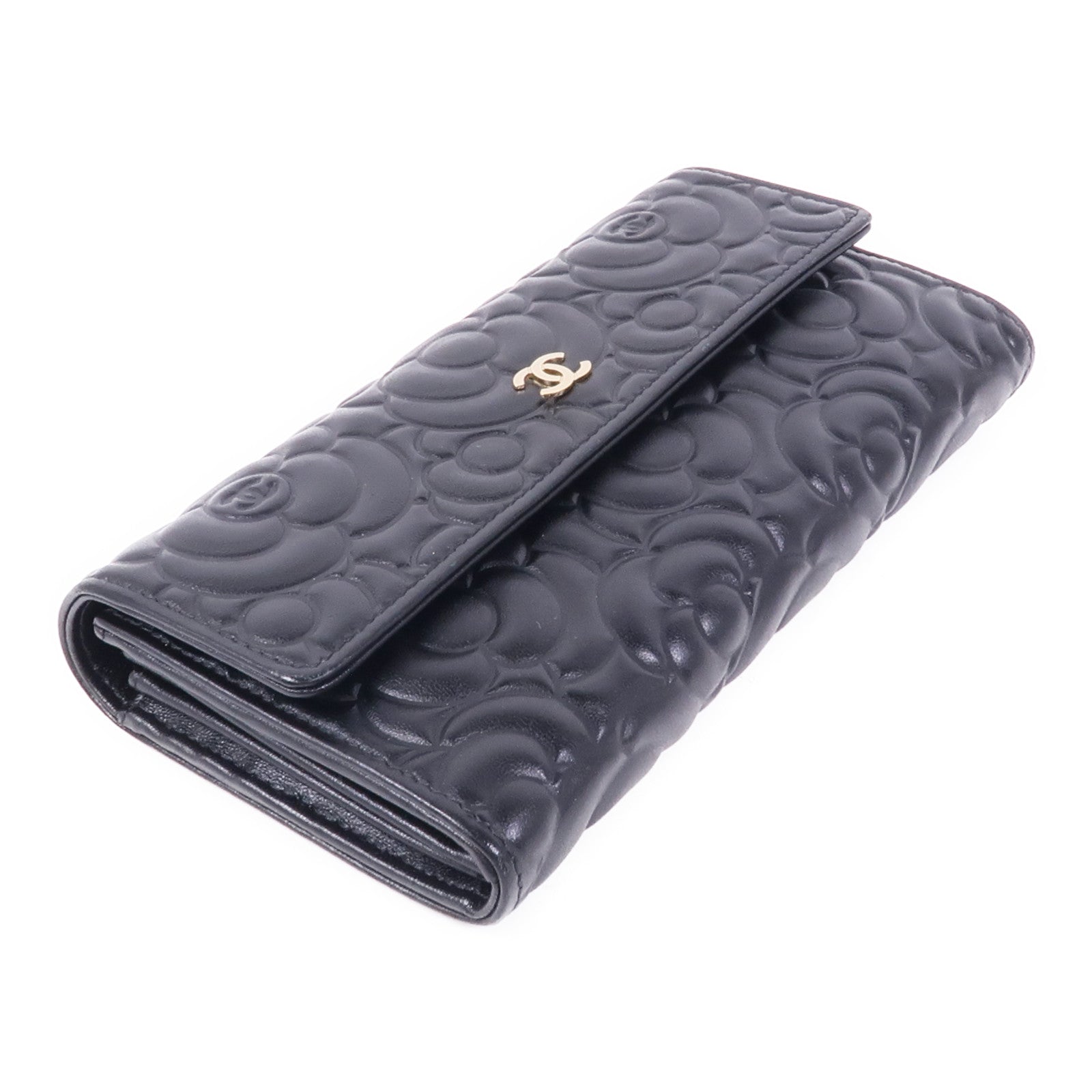 CHANEL 牛皮皮革Long Wallet金扣長錢包