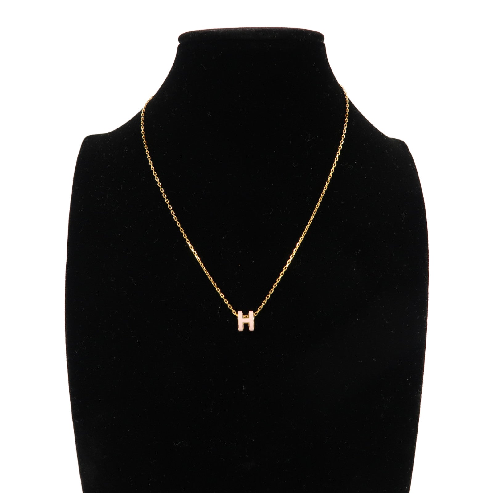 HERMES 金屬Mini Pop H Necklace項鍊櫻花粉色