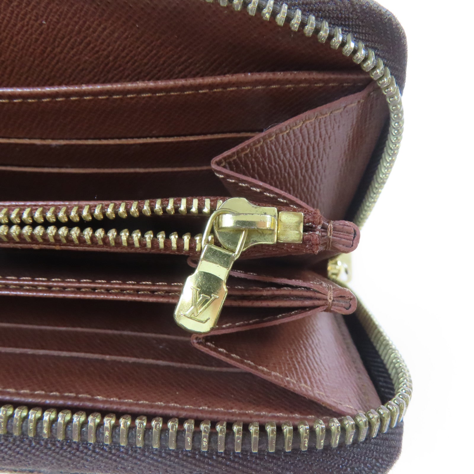 LOUIS VUITTON Monogram Zipper Long Wallet金扣長錢包啡色