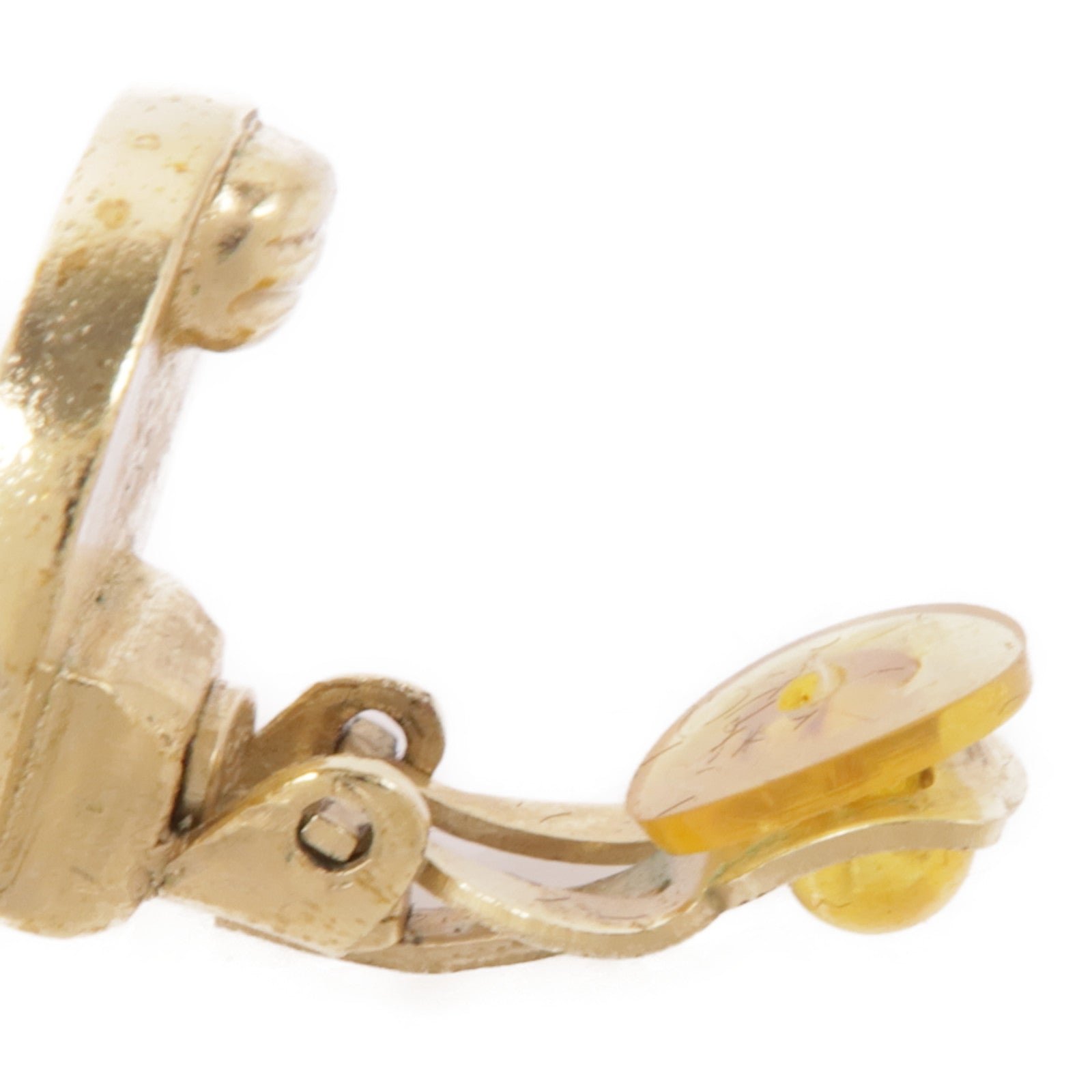 CHANEL CC Earrings Metal Gold Black