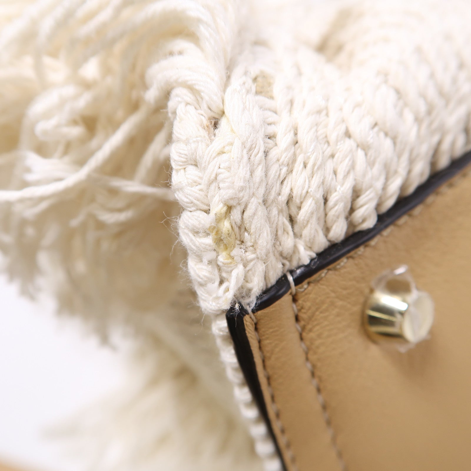 Chloe 【激減優惠】皮革/棉質/聚酯纖維Edith Fringe金扣Edith Fringe白色/啡色