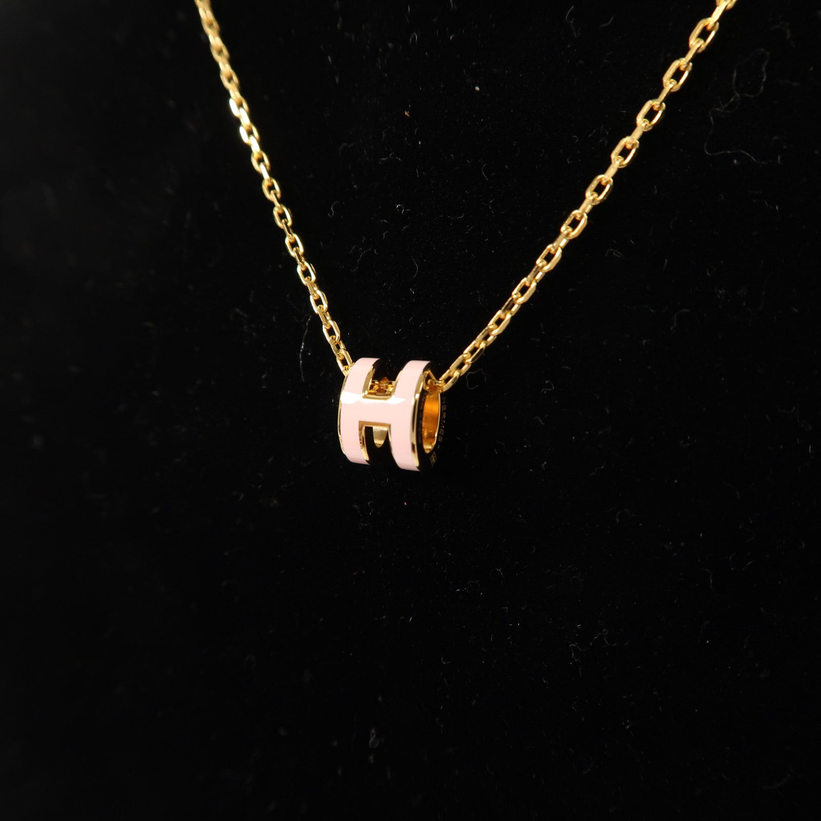 HERMES 金屬Mini Pop H Necklace項鍊櫻花粉色