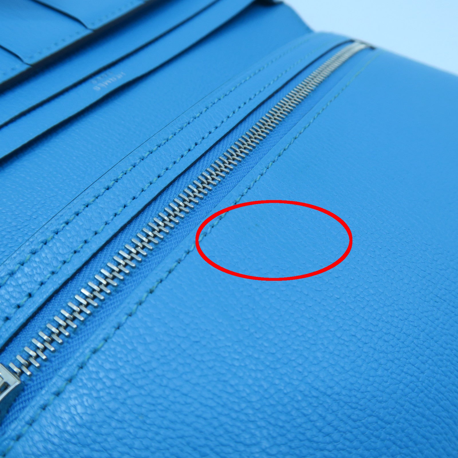 HERMES 【激減優惠】Chevre皮革Bearn bi-fold Long wallet銀扣長錢包藍色