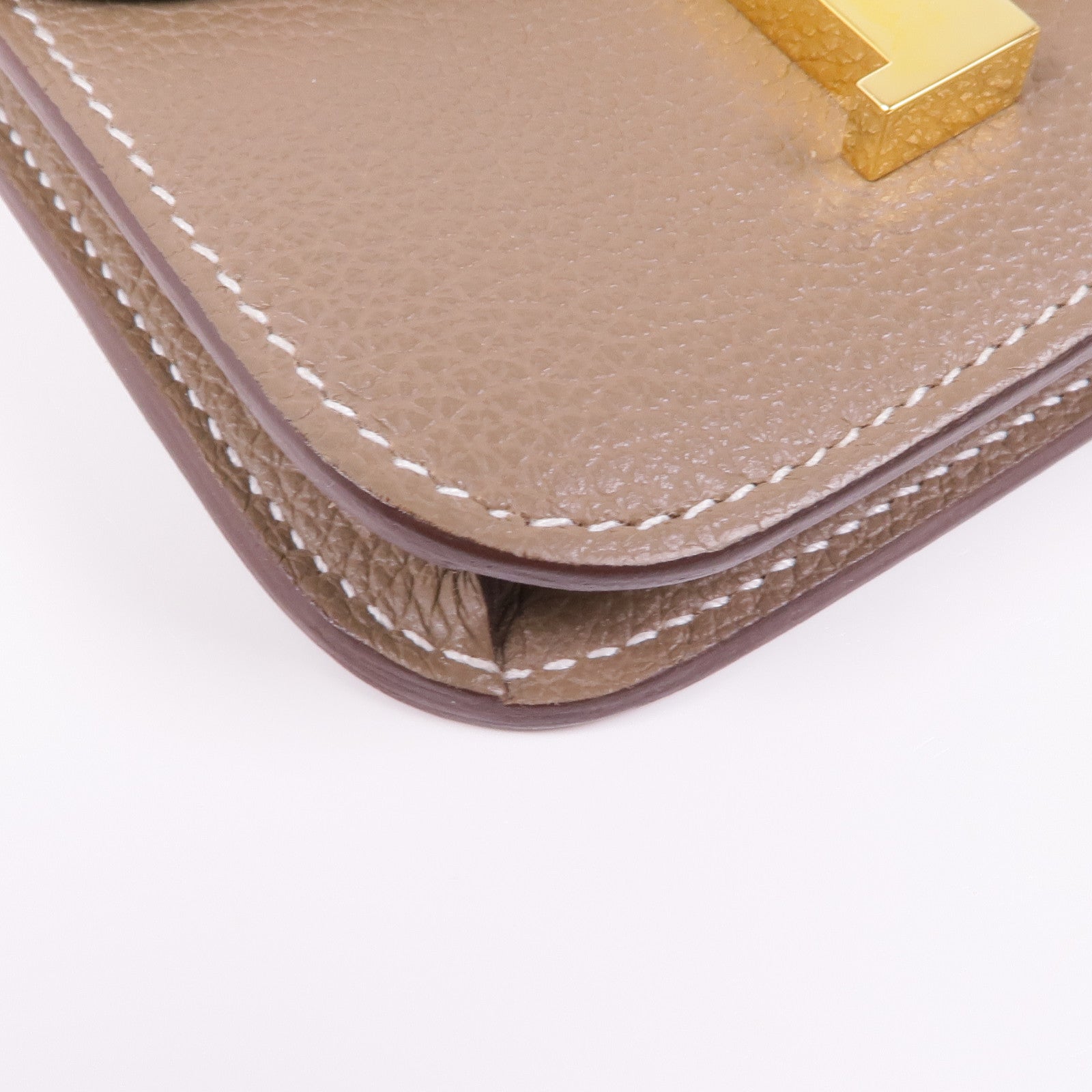 HERMES Evercolor皮革Constance Slim金扣錢包Etoupe