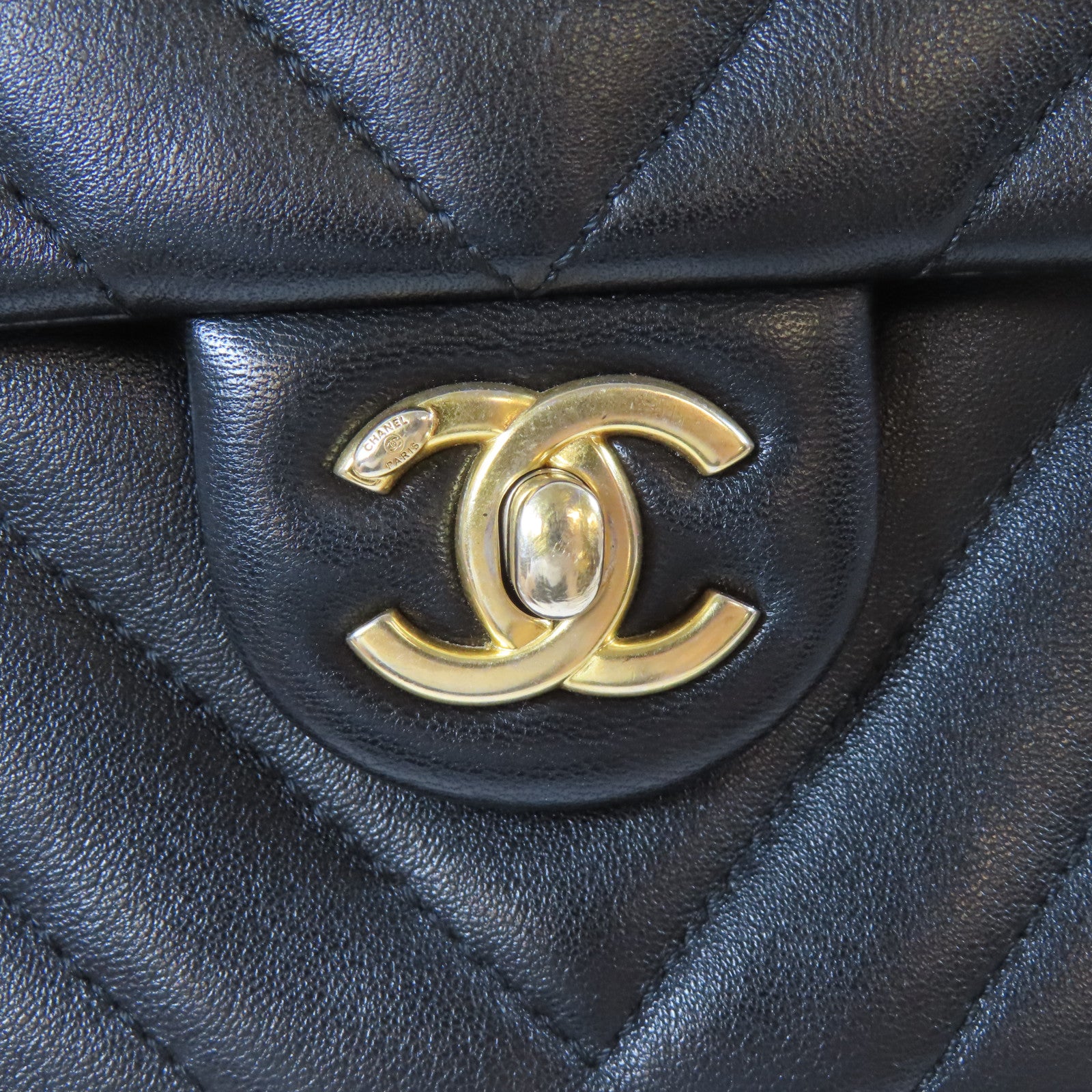 CHANEL 【激減優惠】斜紋牛皮皮革Chain Shoulder Bag金扣鏈帶肩背袋黑色