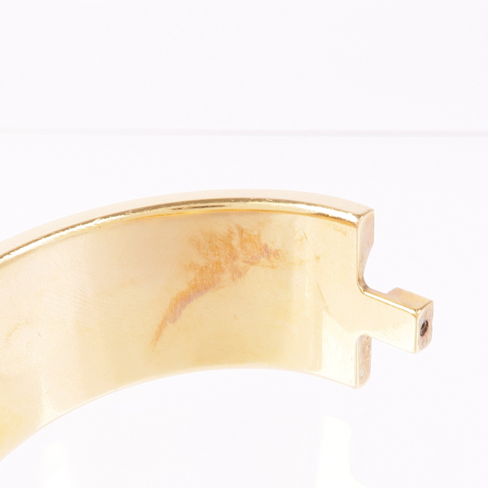 HERMES Clic Clac H Bracelet Enamel Metal Gold Pink