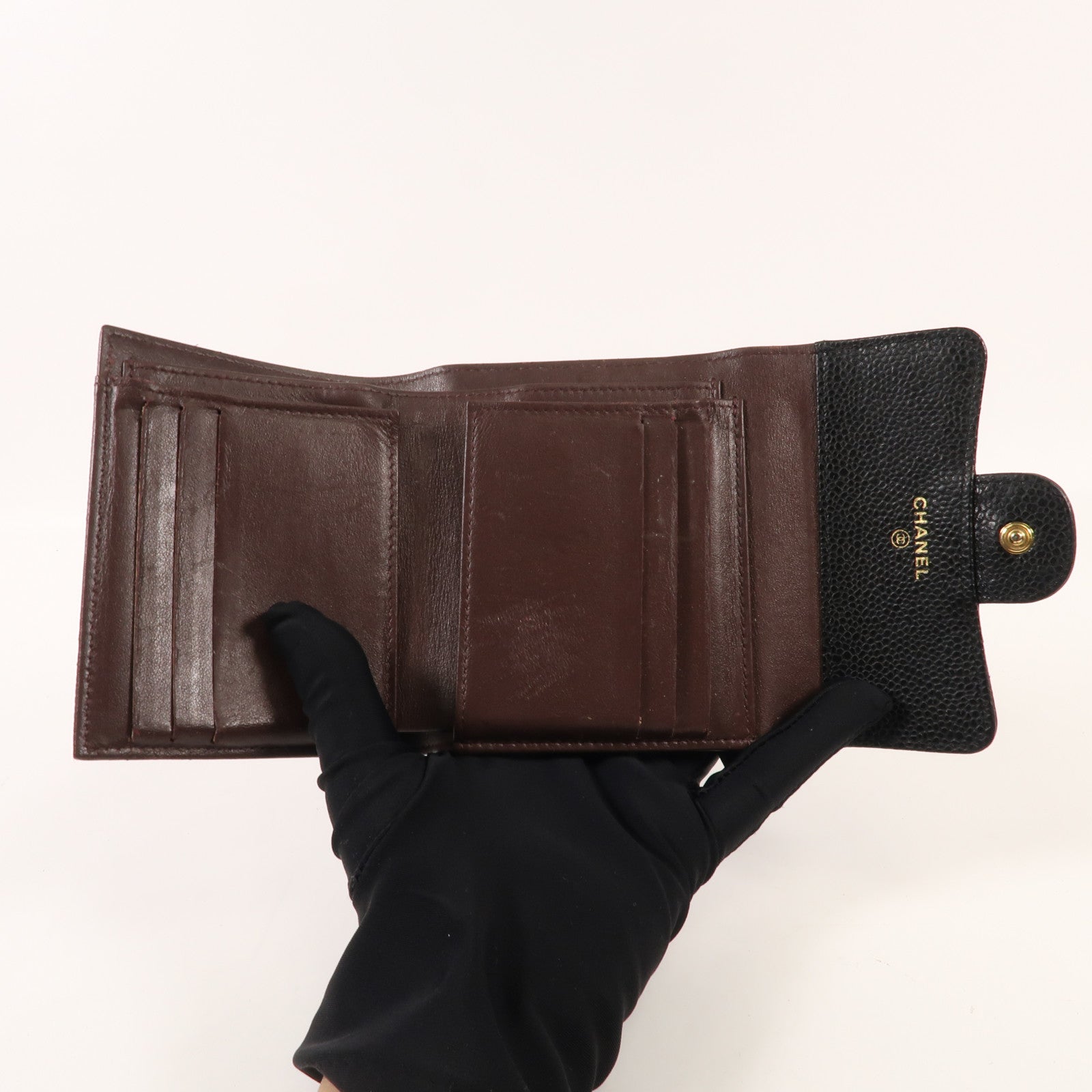 CHANEL 牛皮皮革Wallet金扣錢包