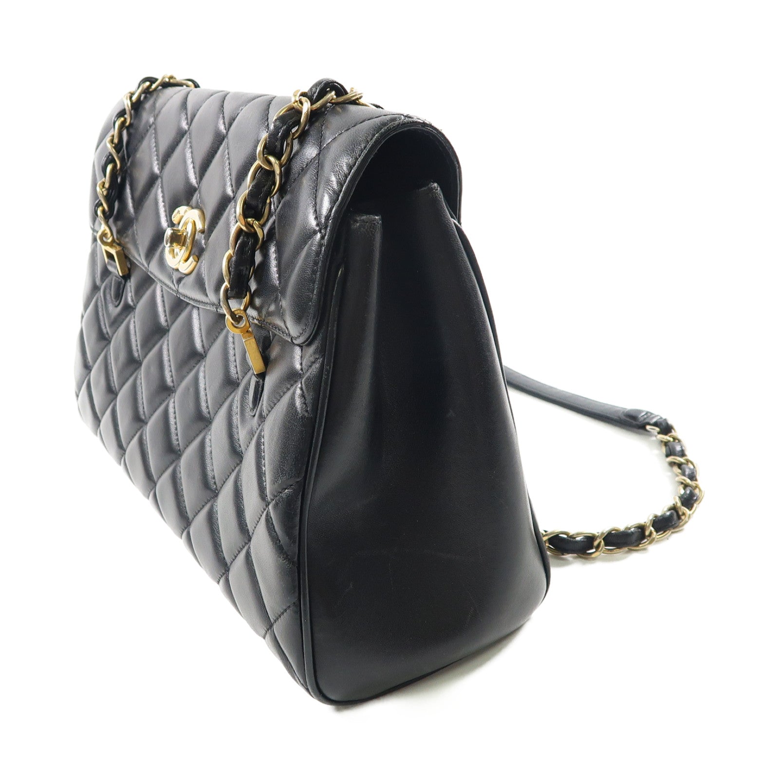 CHANEL 【激減優惠】菱格羊皮皮革Shoulder Bag金扣鏈帶肩背袋黑色