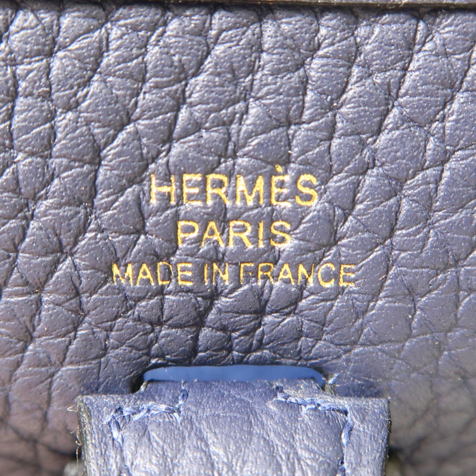 HERMES Clemence皮革Evelyne TPM金扣肩背袋Bleu Indigo深藍色
