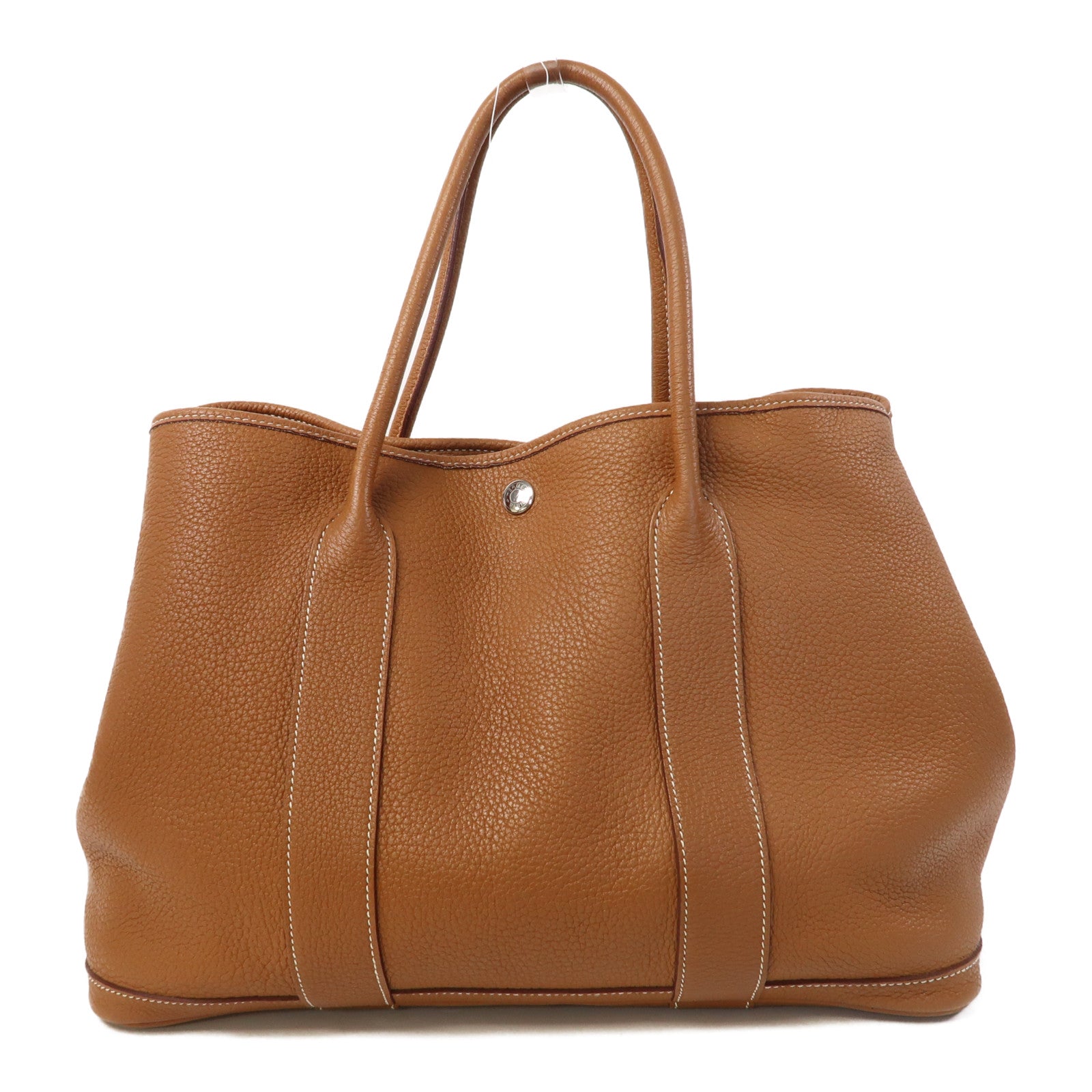 HERMES Negonda皮革Garden Party PM銀扣手挽袋金色