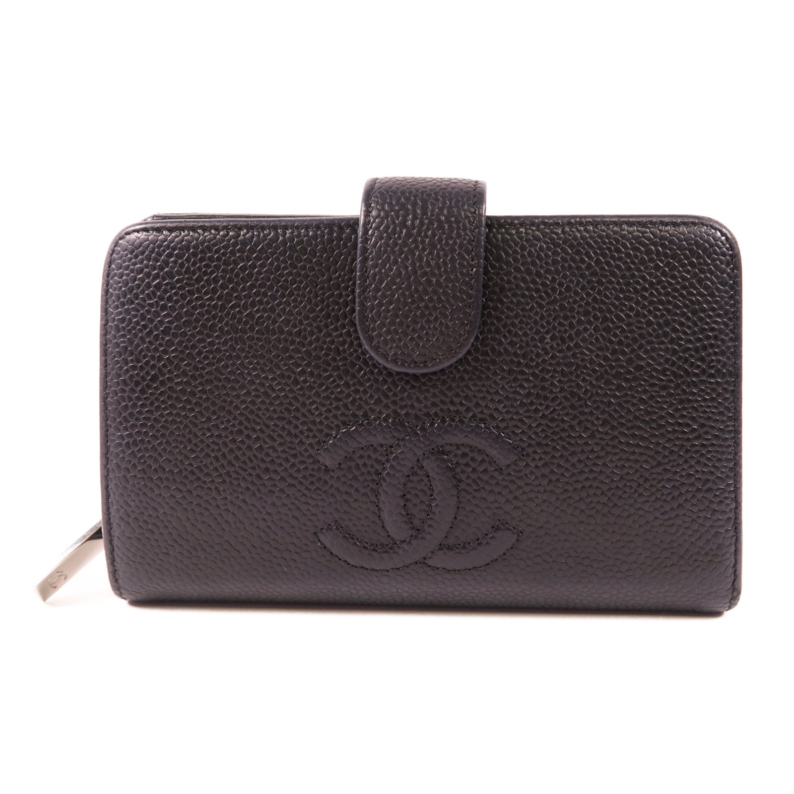 CHANEL 牛皮皮革Bifold Wallet銀扣錢包