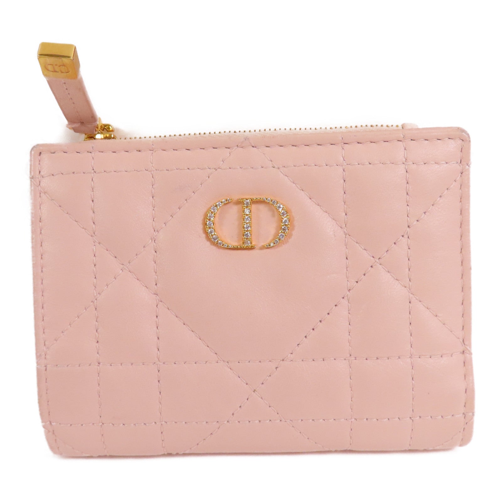 Dior 羊皮皮革Caro Dahlia Wallet金扣短錢包