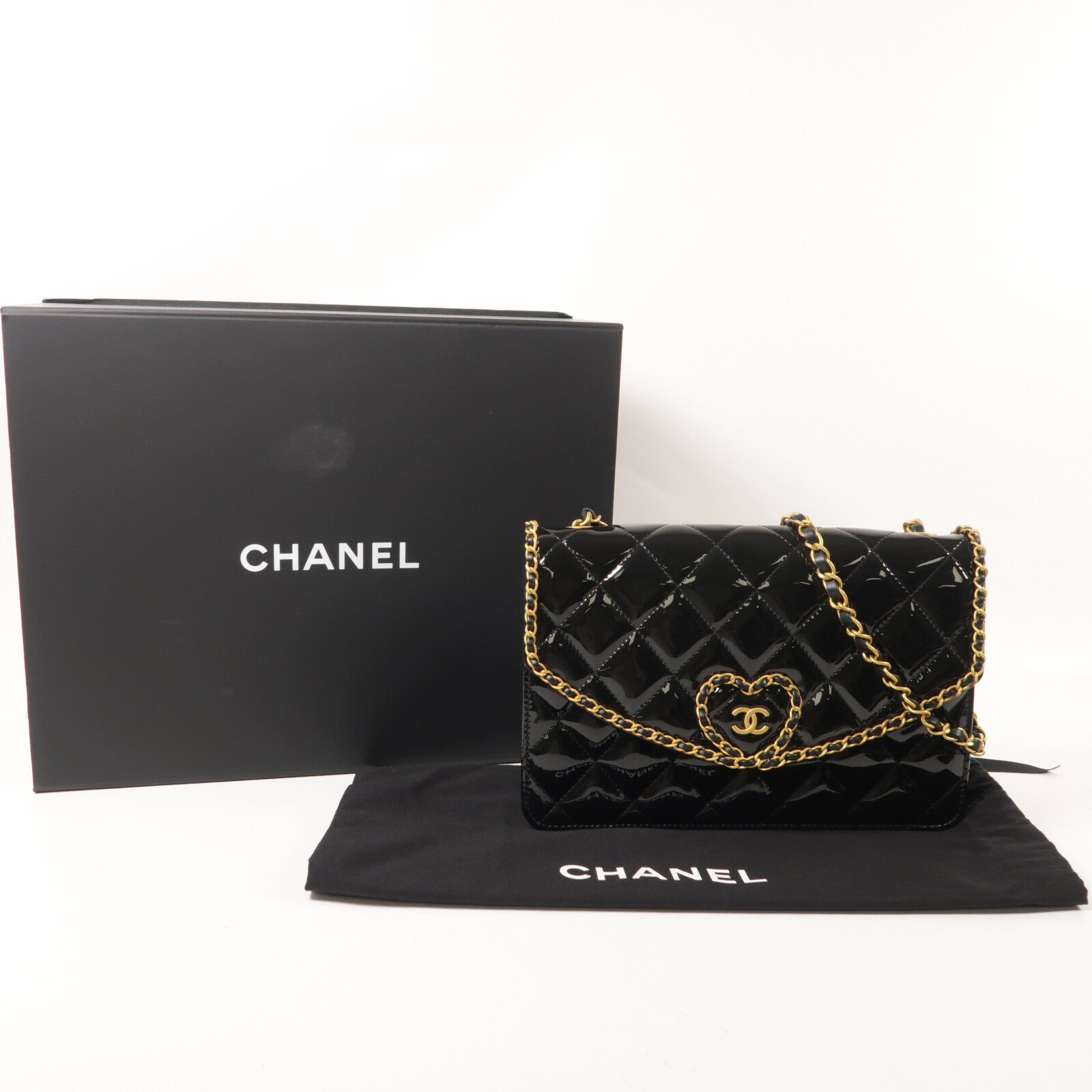 CHANEL 漆皮皮革Chain Shoulder鏈帶肩背袋
