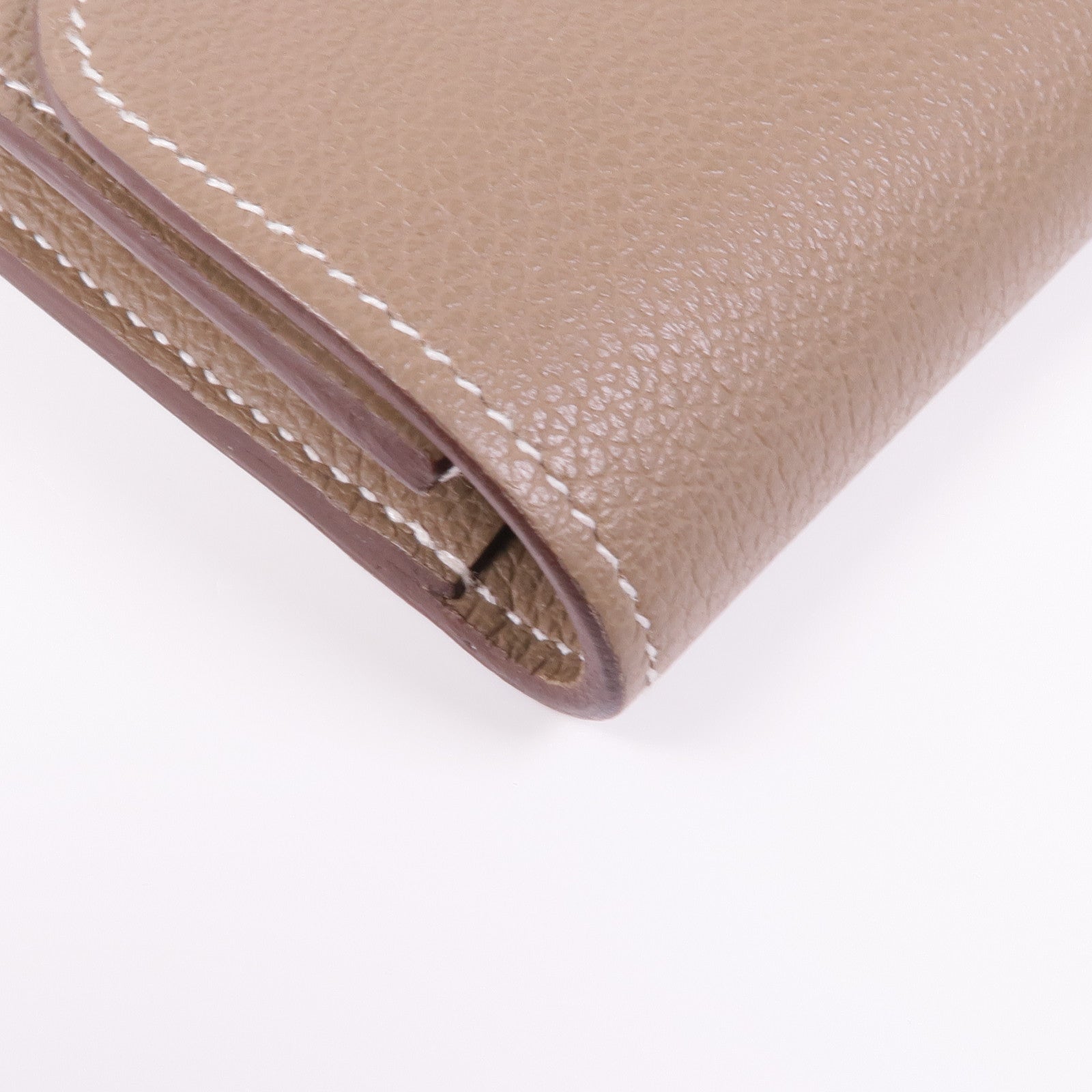 HERMES Evercolor皮革Constance Slim金扣錢包Etoupe