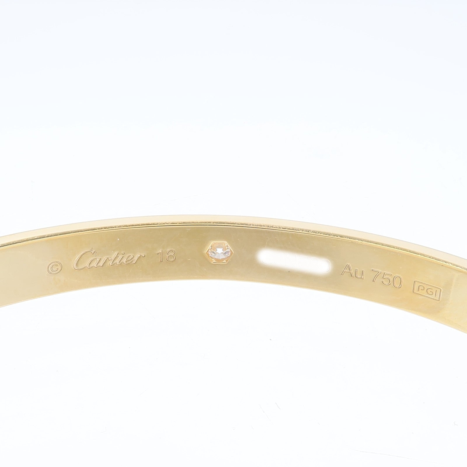 CARTIER 18K黃金Love Bracelet Open Bangle 1P鑽石手鐲