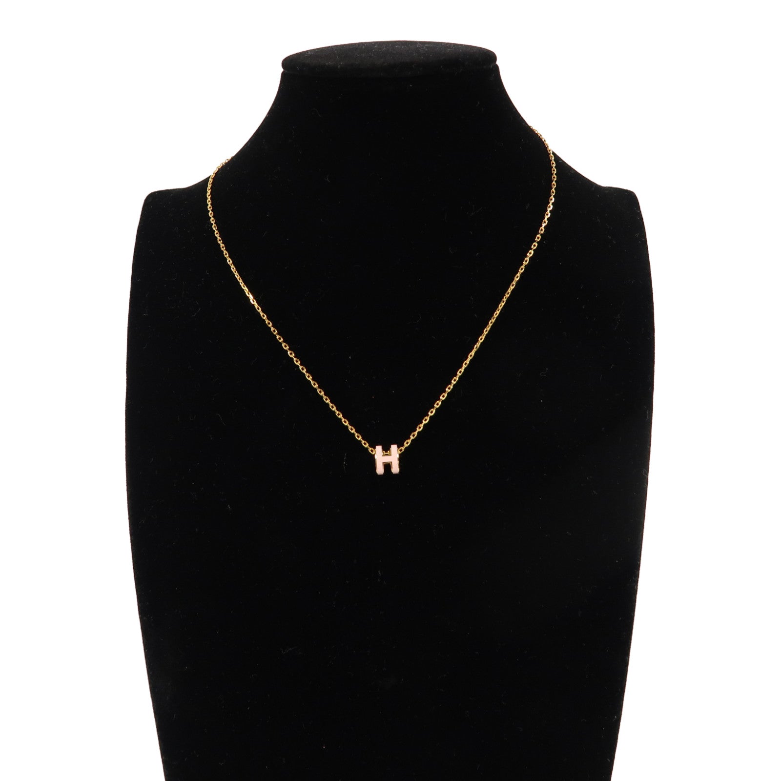 HERMES 金屬Mini Pop H Necklace項鍊櫻花粉色