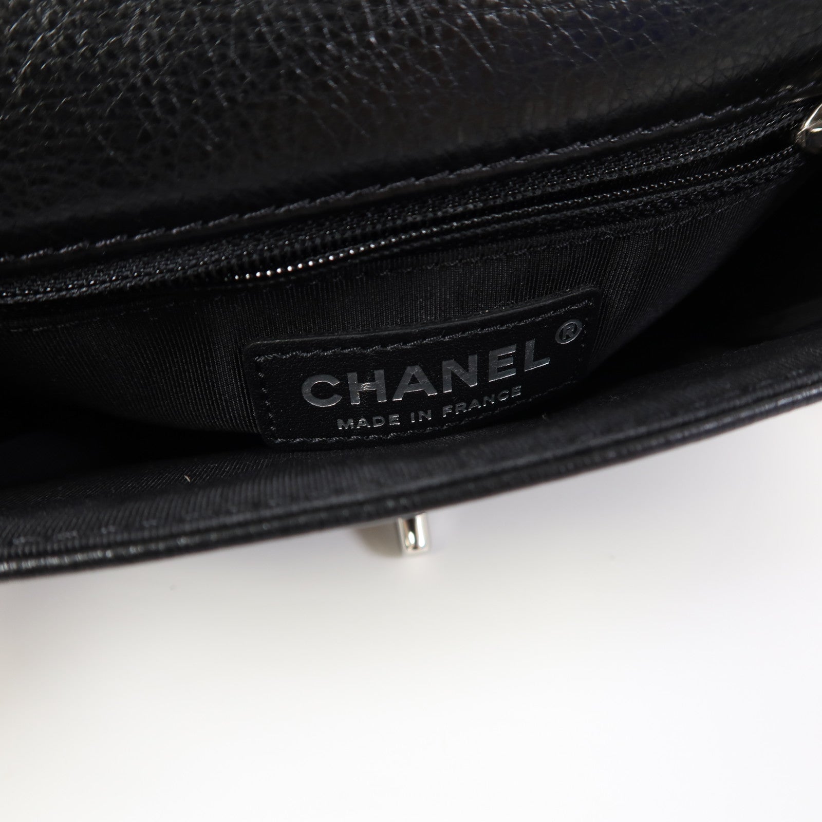 CHANEL 【激減優惠】菱格牛皮皮革Chain Shoulder銀扣鏈帶肩背袋黑色