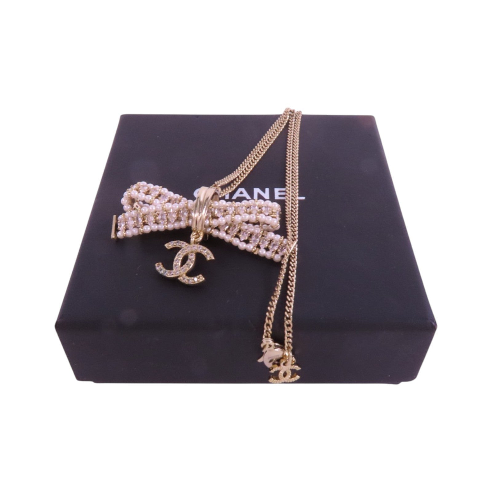 CHANEL 金屬/仿珍珠Necklace金扣項鏈