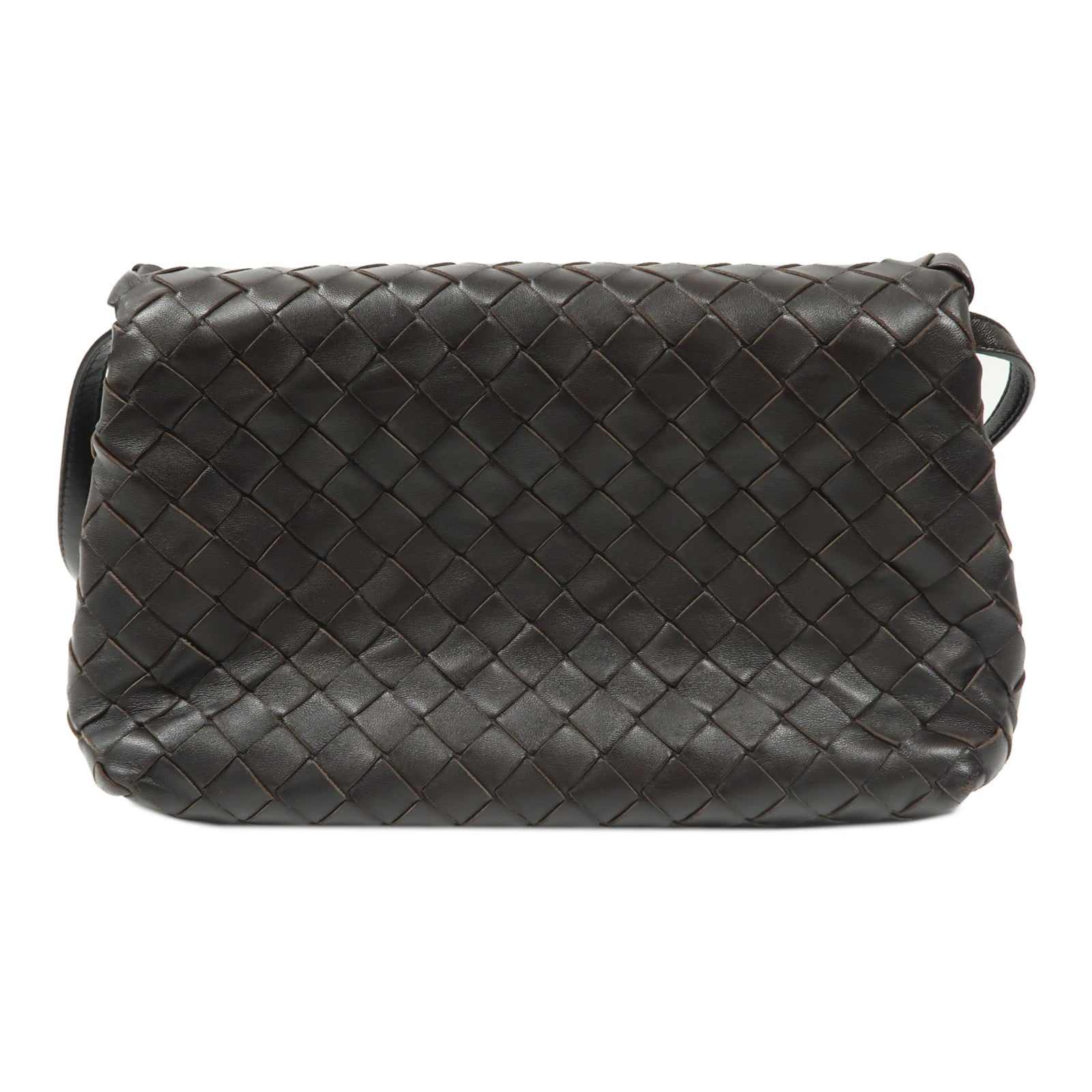 BOTTEGA VENETA 織紋皮革Shoulder Bag金扣肩背袋啡色