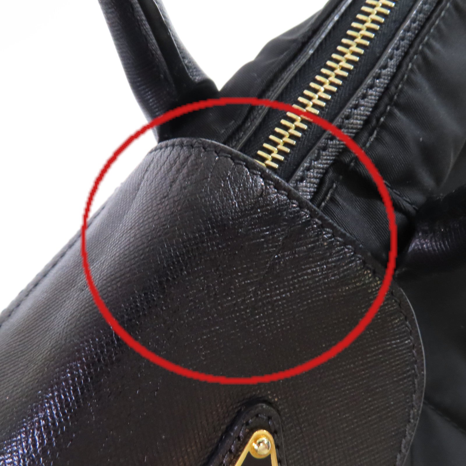 PRADA 尼龍/Saffiano皮革2Way Shoulder Bag金扣手挽肩背兩用袋黑色