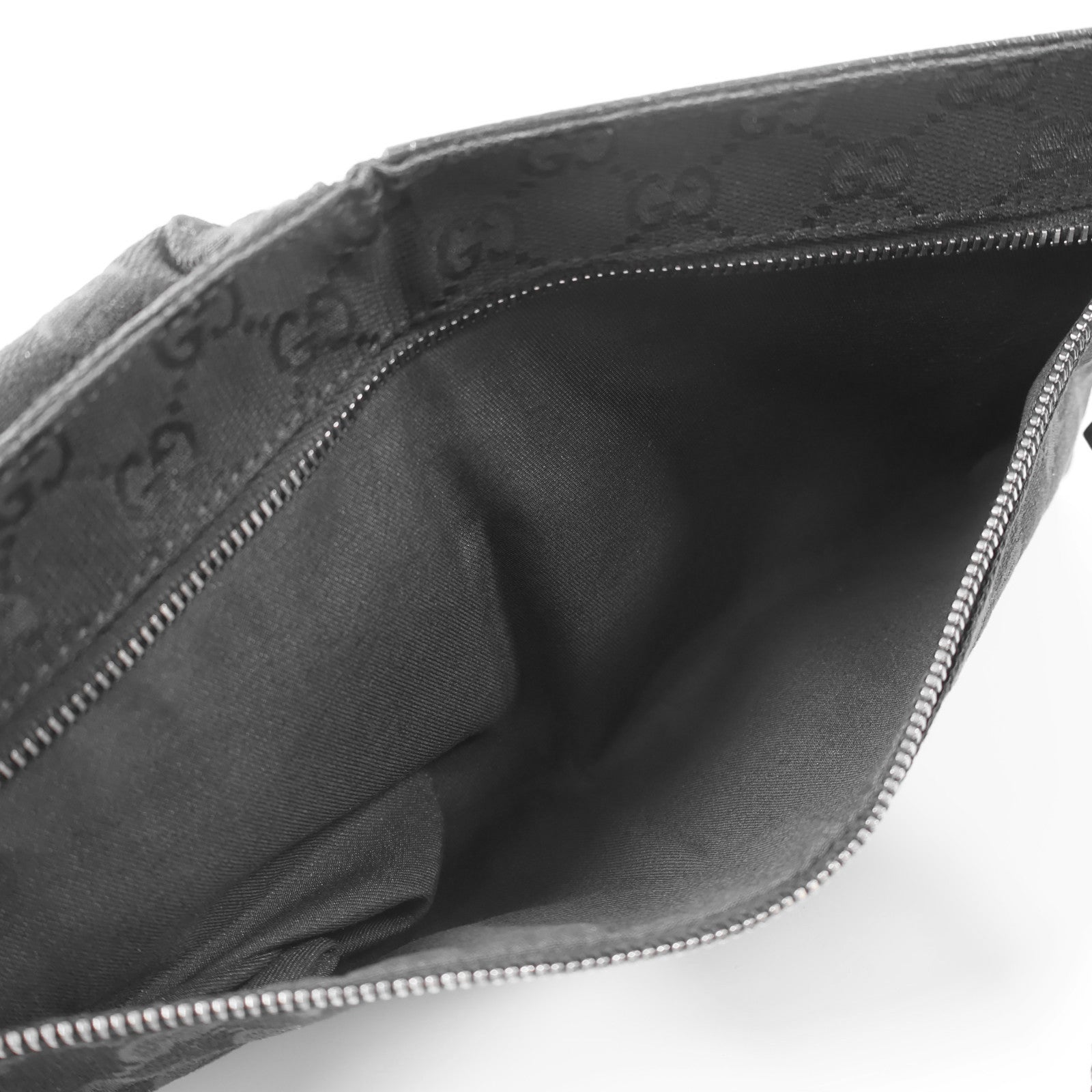 GUCCI 帆布Waist Bag銀扣腰包黑色