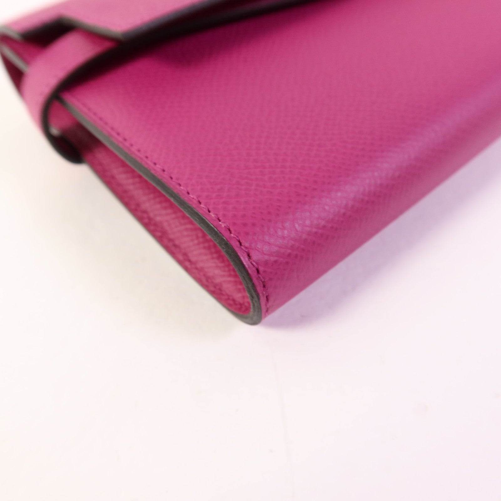HERMES 【激減優惠】Epsom皮革Kelly Wallet銀扣長錢包Rose Purple