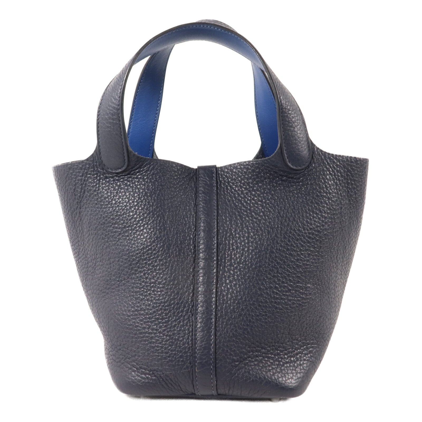 HERMES Clemence皮革Picotin PM手挽袋Bleu Nuit/Bleu Franc