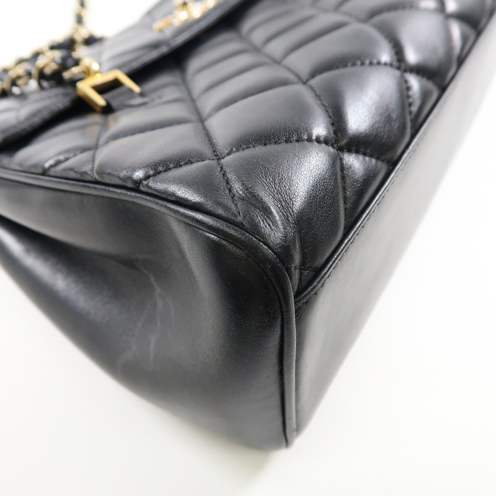 CHANEL 【激減優惠】菱格羊皮皮革Shoulder Bag金扣鏈帶肩背袋黑色