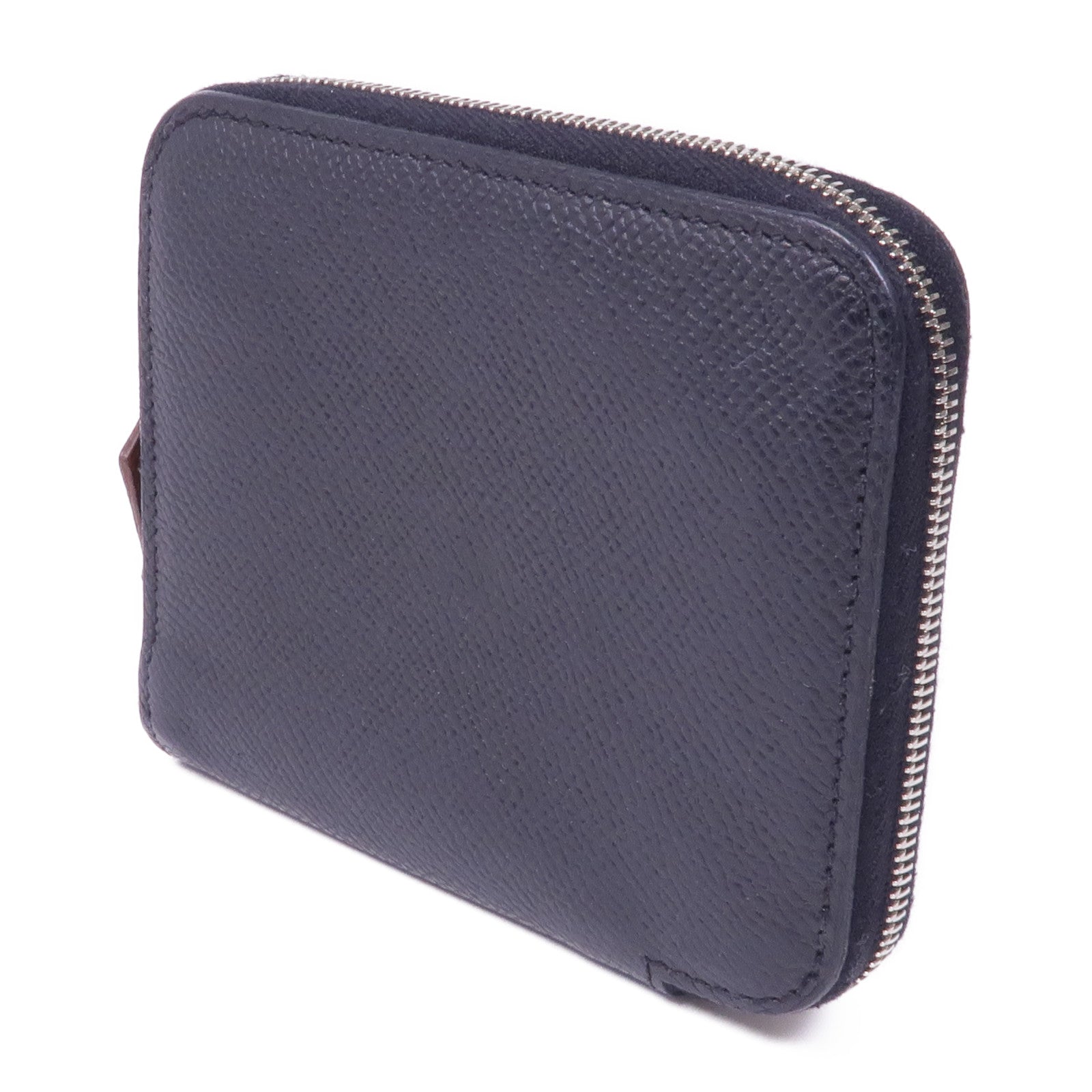 HERMES Epsom皮革Silk'In Compact Wallet銀扣錢包Noir