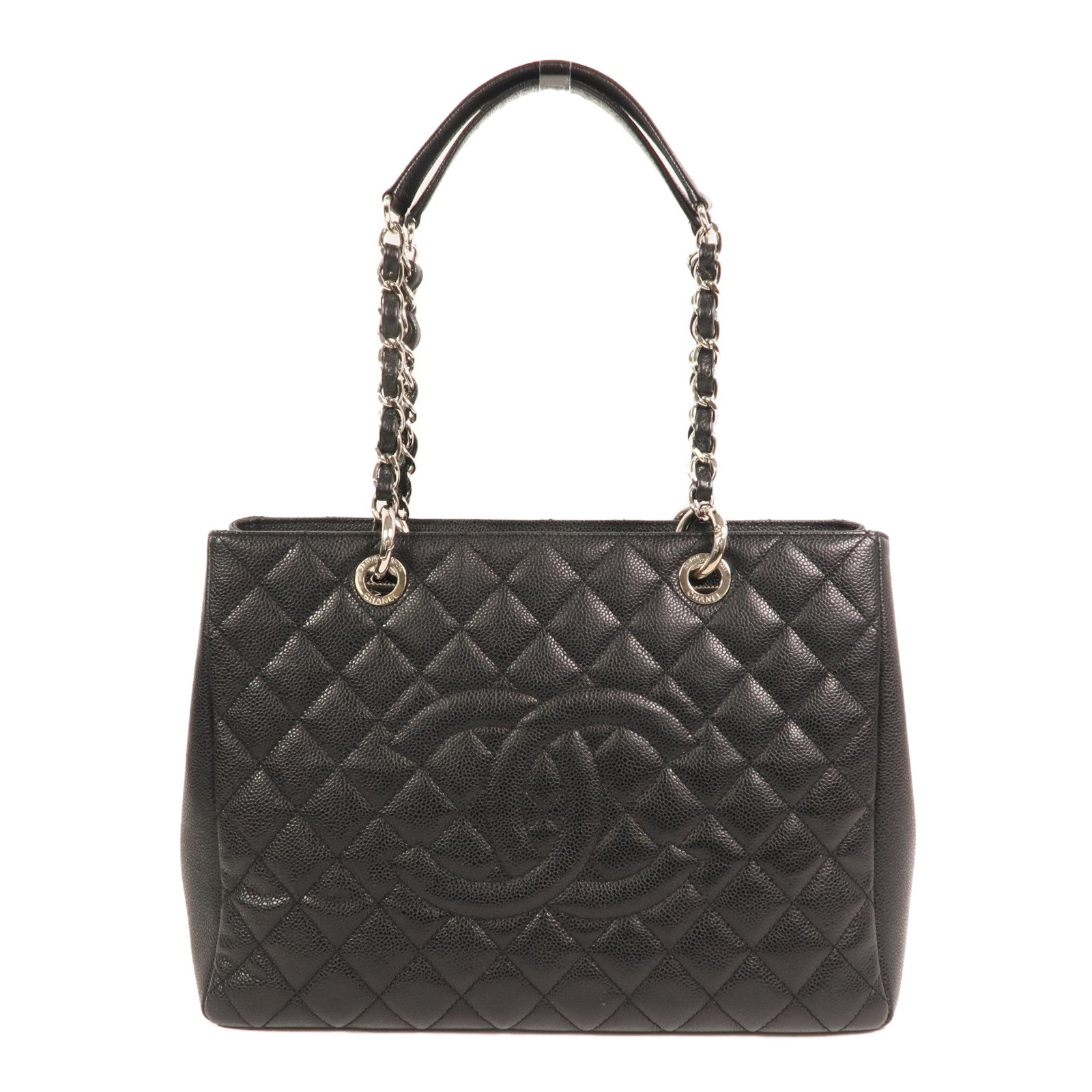 CHANEL 牛皮皮革GST Grand Shopping Tote Bag金扣鏈帶肩背袋