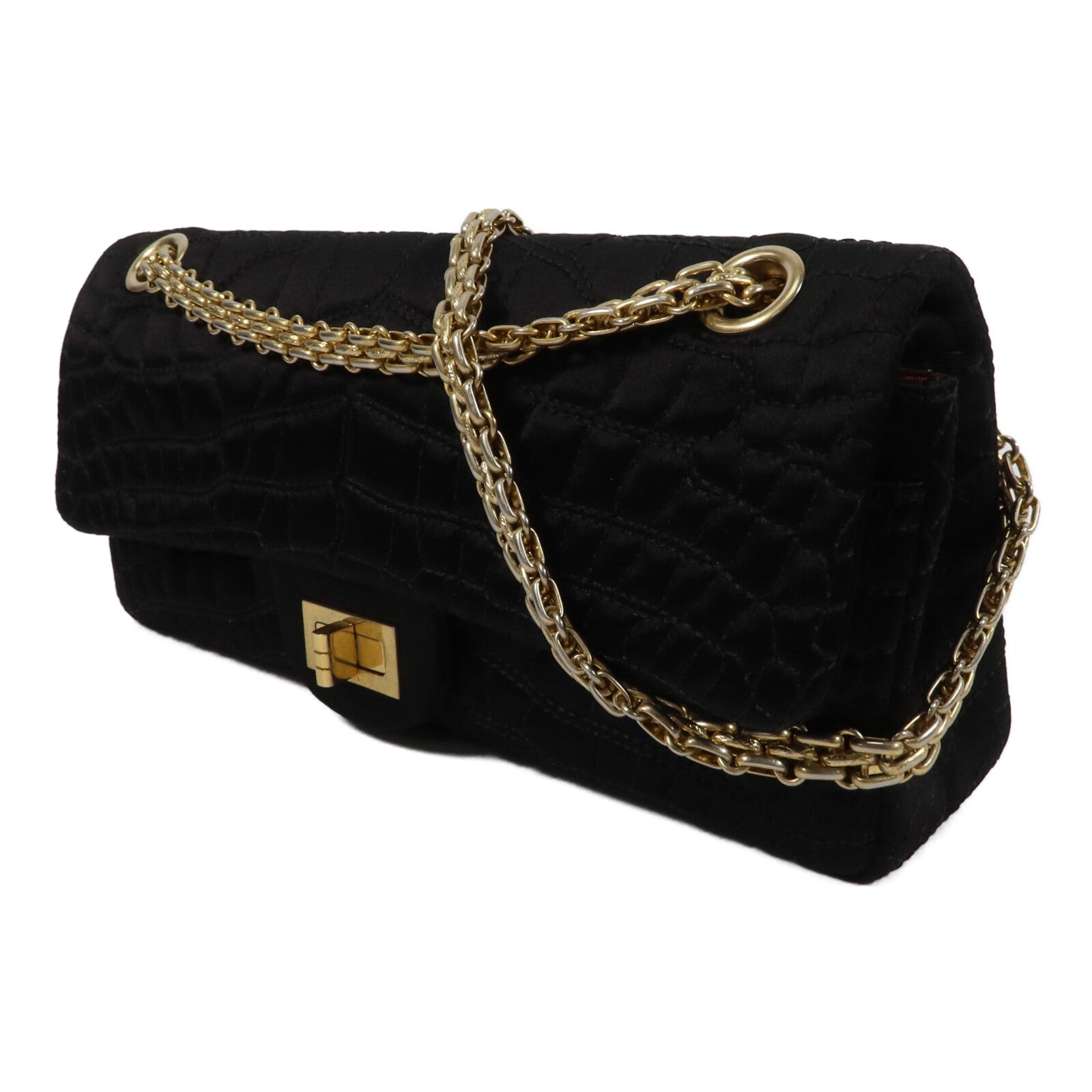 CHANEL Satin 2.55 East West鏈帶肩背袋