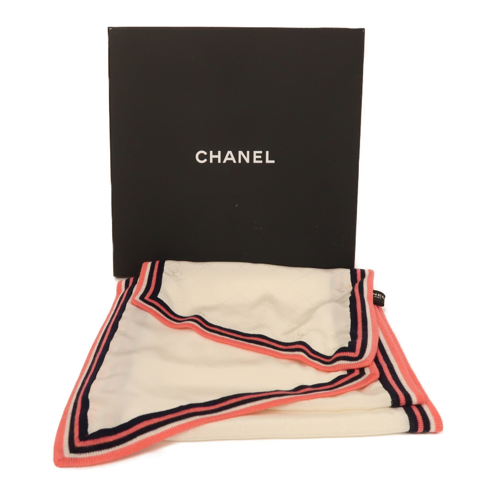 CHANEL 絲質Scarf圍巾白色/粉紅色/黑色