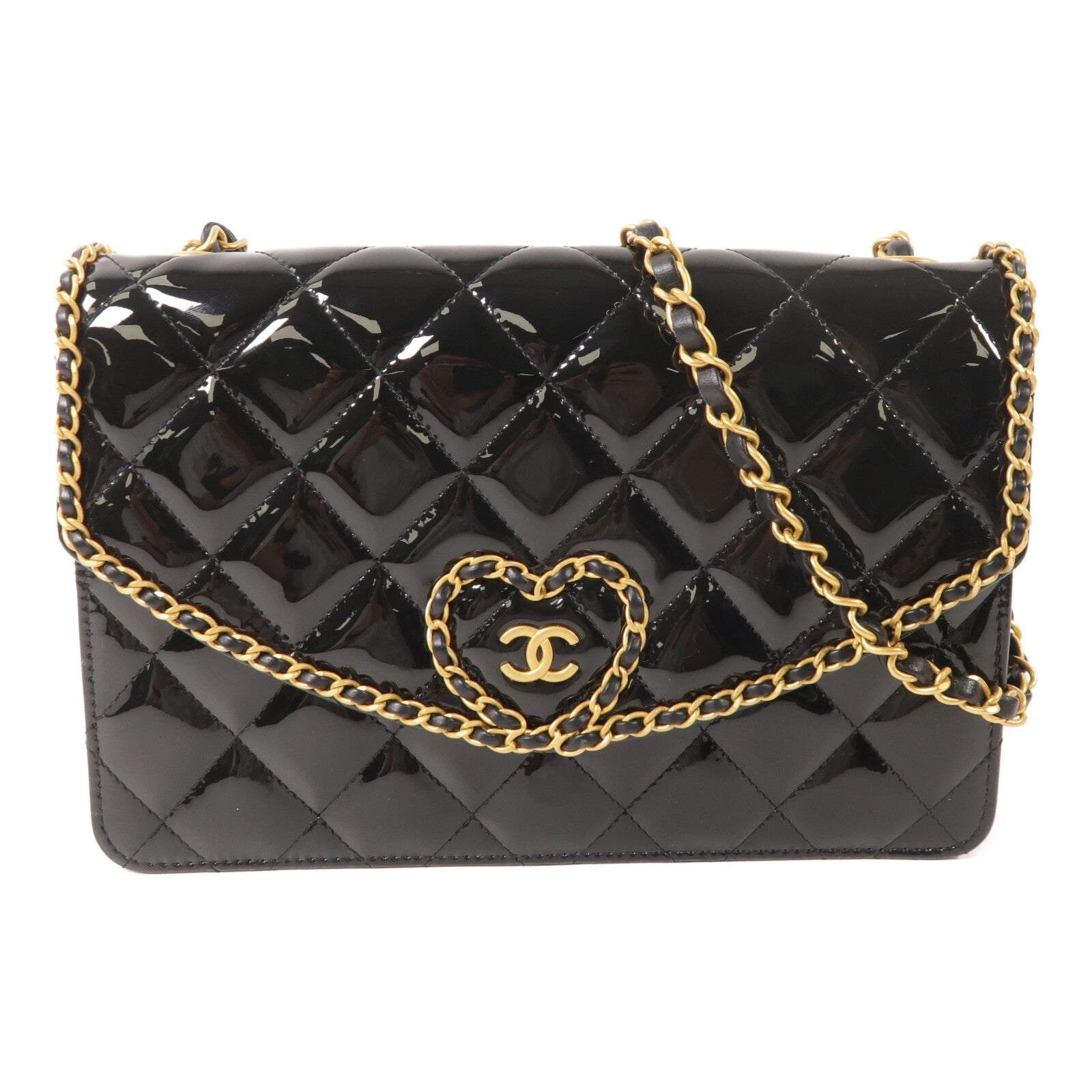 CHANEL 漆皮皮革Chain Shoulder鏈帶肩背袋