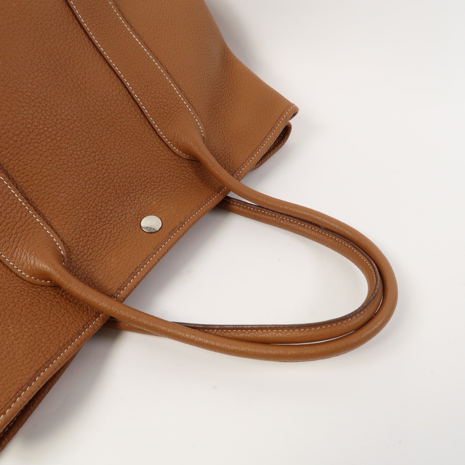 HERMES Negonda皮革Garden Party PM銀扣手挽袋金色