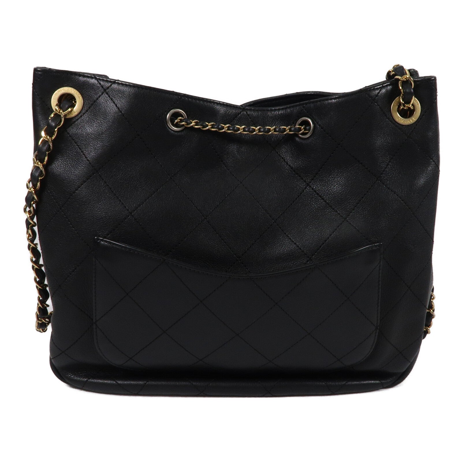 CHANEL 牛皮皮革Bucket Bag鏈帶肩背袋