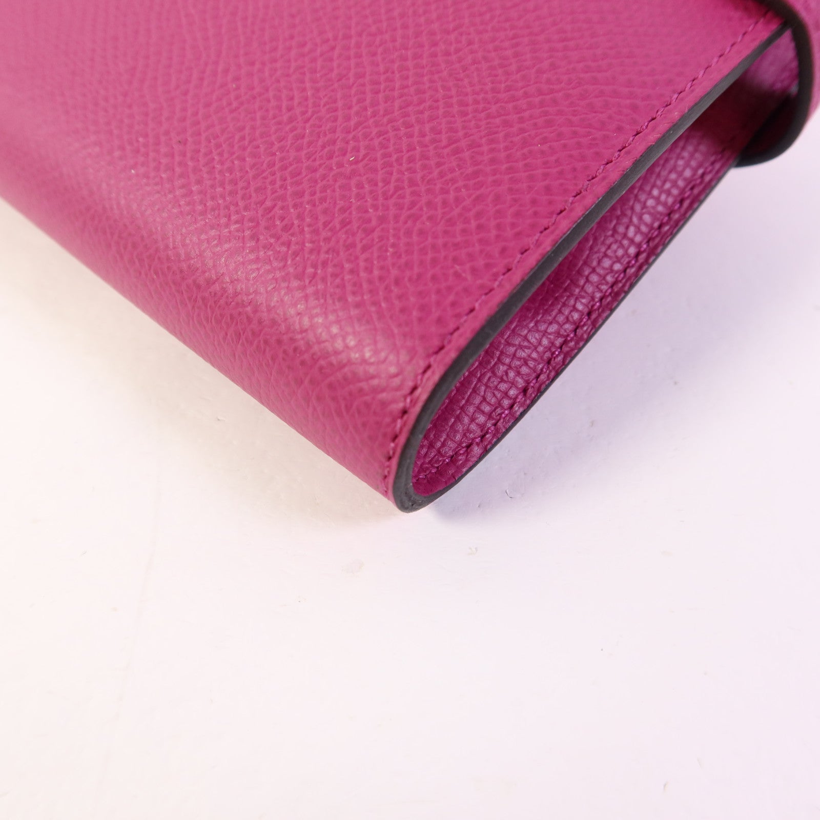 HERMES Epsom皮革Kelly Wallet銀扣長錢包Rose Purple