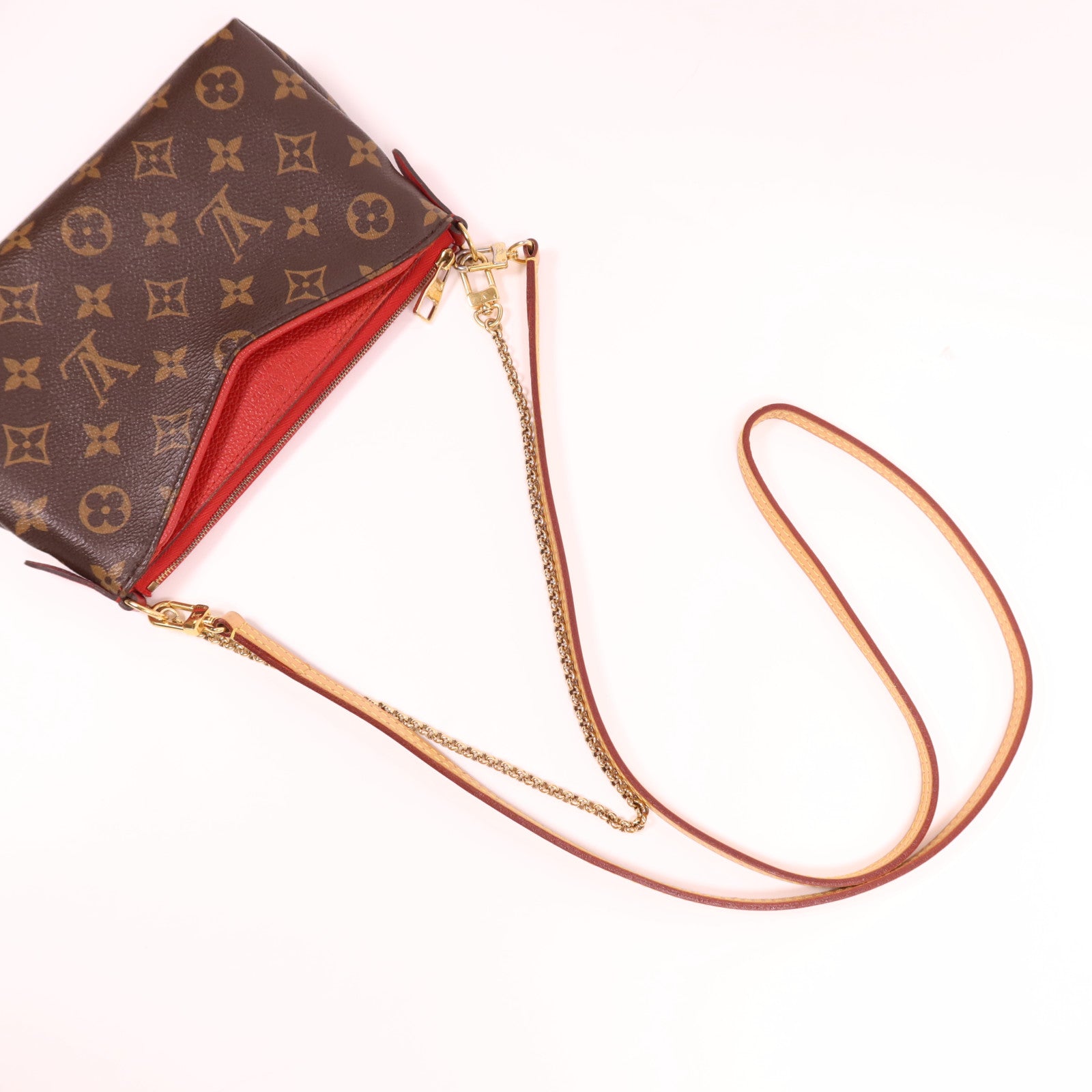 LOUIS VUITTON Monogram Pallas Clutch金扣鏈帶手挽肩背兩用袋