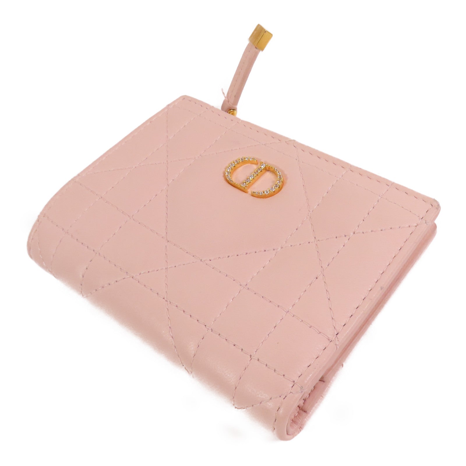 Dior 羊皮皮革Caro Dahlia Wallet金扣短錢包