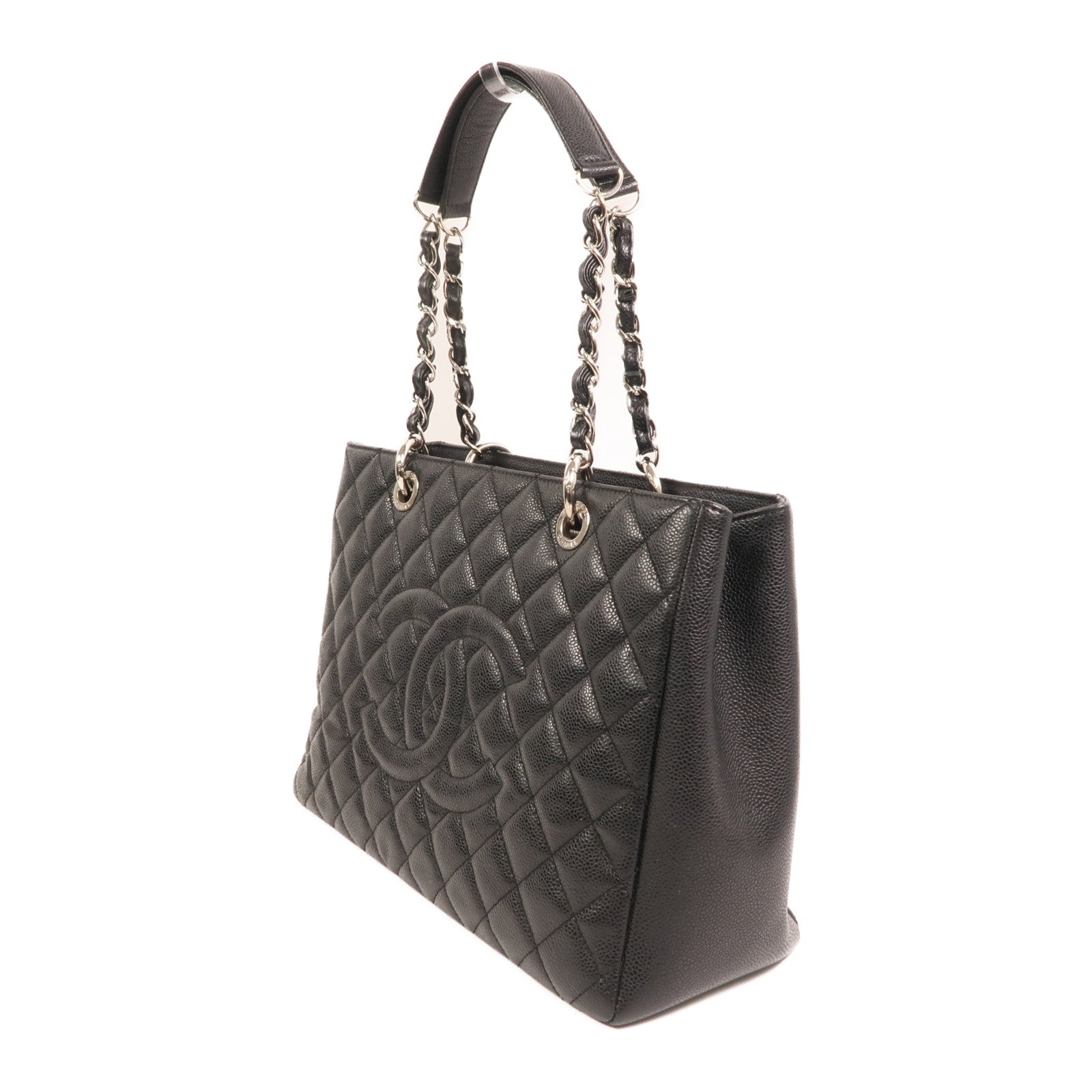 CHANEL 牛皮皮革GST Grand Shopping Tote Bag金扣鏈帶肩背袋