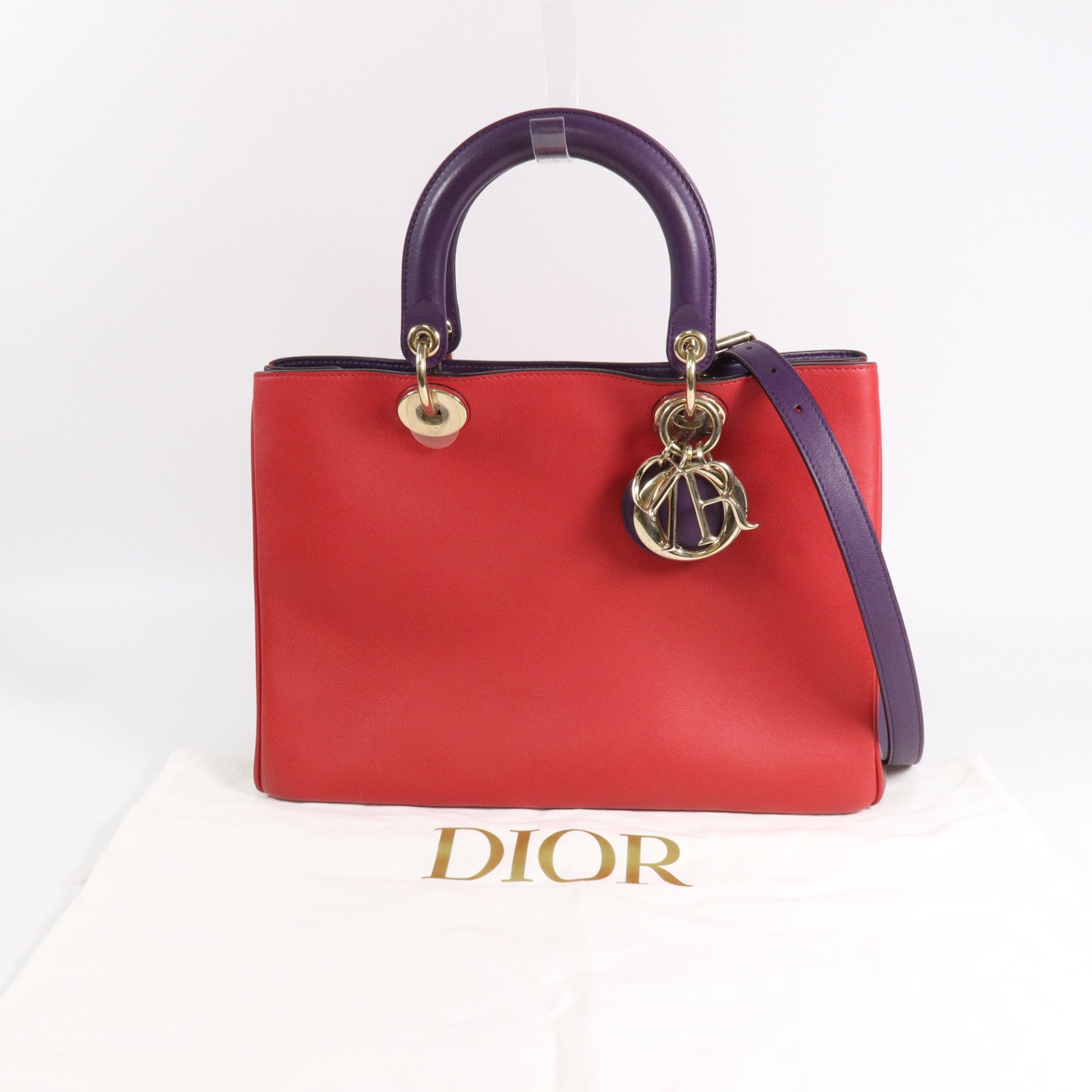 Dior 牛皮皮革Diorissimo Tricolor Medium手挽肩背兩用袋