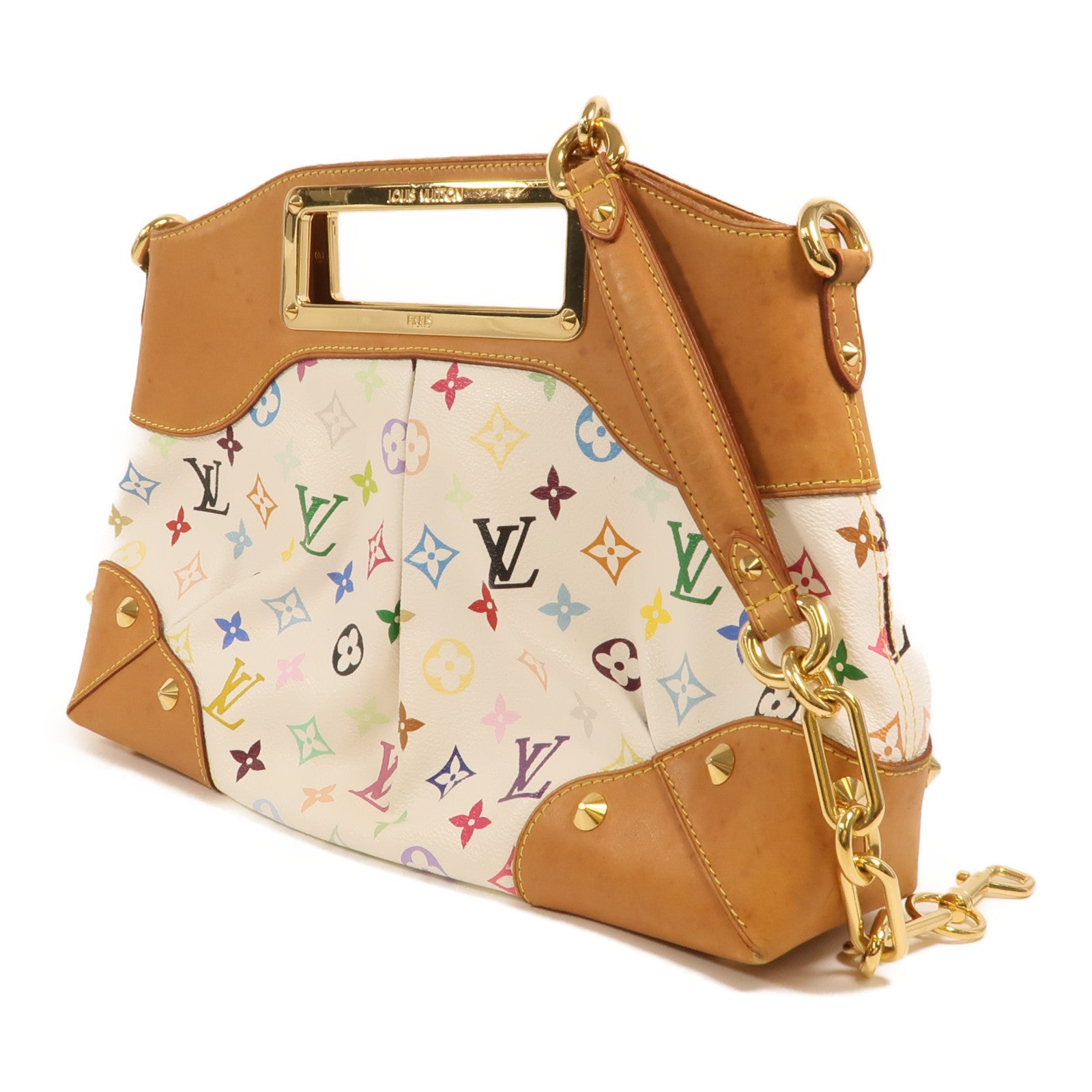 LOUIS VUITTON Monogram Multicolore Judy MM金扣鏈帶手挽肩背兩用袋