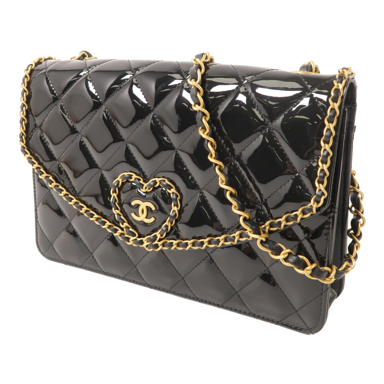 CHANEL 漆皮皮革Chain Shoulder鏈帶肩背袋