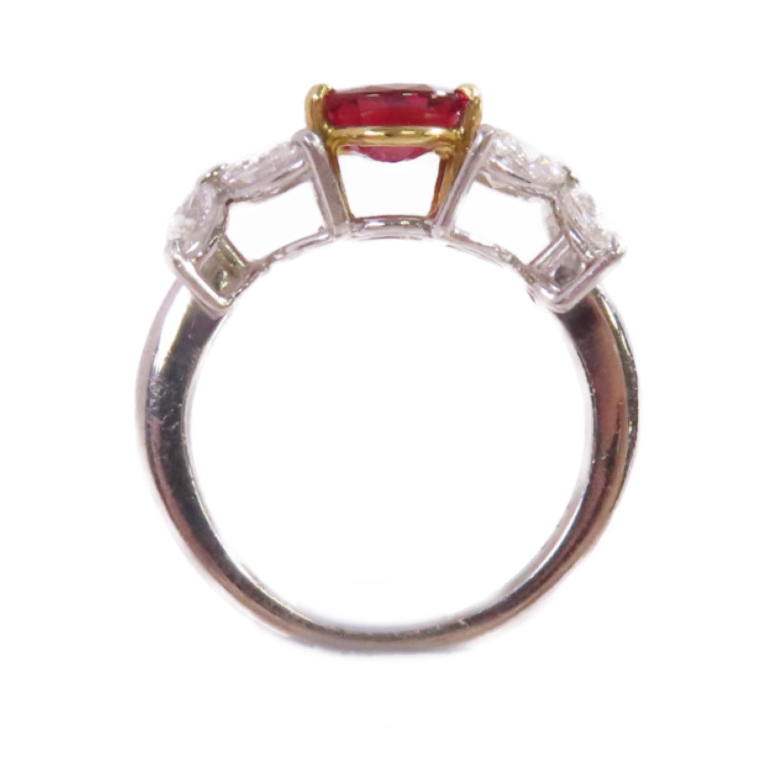 JEWELRY 18K黃金/PT900鉑金/1.43ct紅寶石/0.87ct鑚石Ruby Diamond Ring戒指US#4