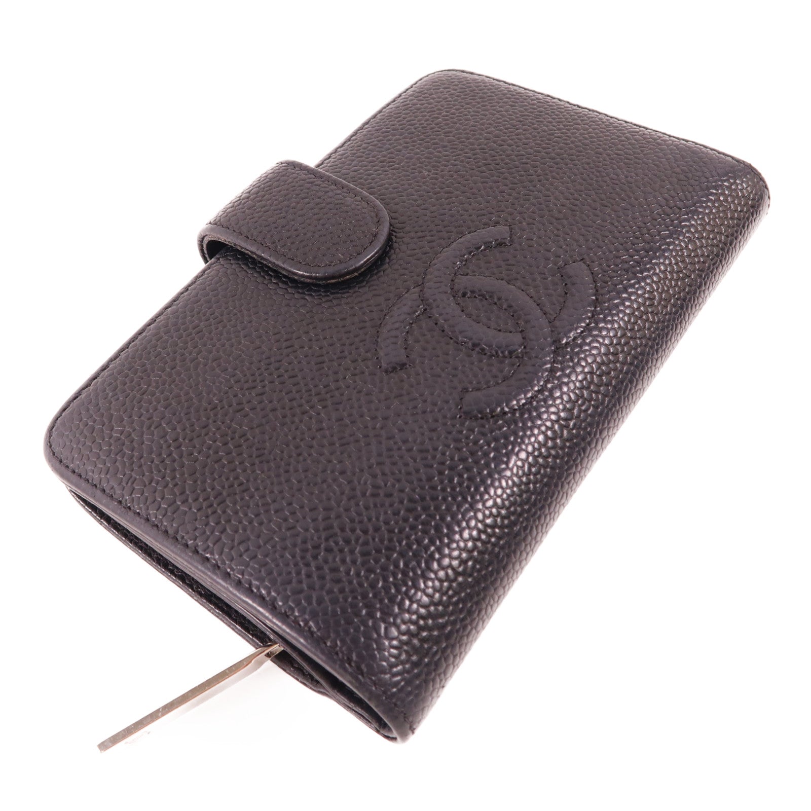 CHANEL 牛皮皮革Bifold Wallet銀扣錢包
